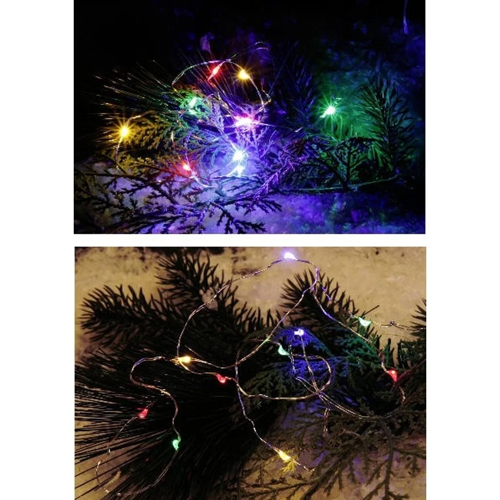 Lichterkette, Weihnachtsdeko, Nadelbaum, Farbliche LEDs, Glimmerkette