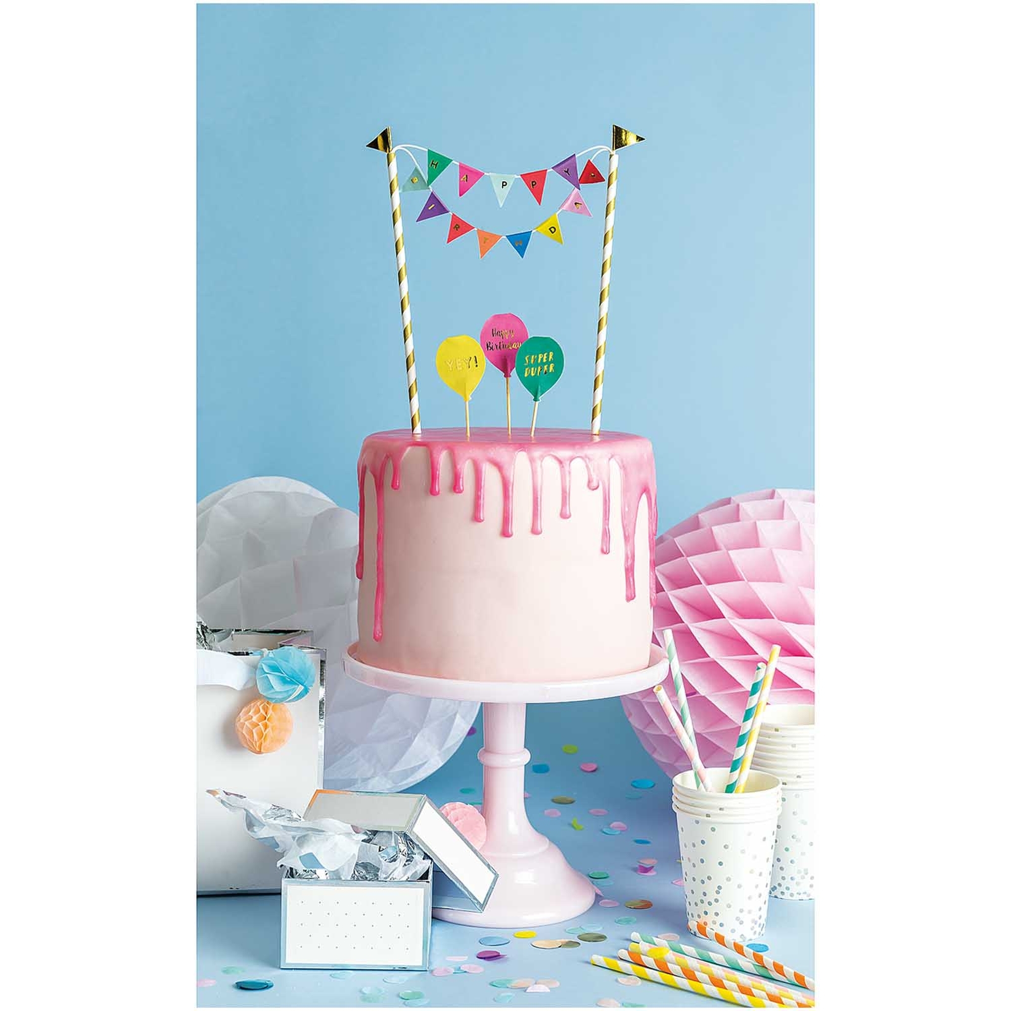 Cake Topper - Girlande Happy Birthday multicolor