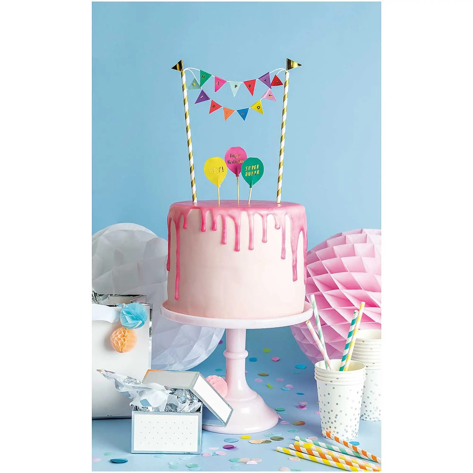 Cake Topper -  Girlande Happy Birthday multicolor