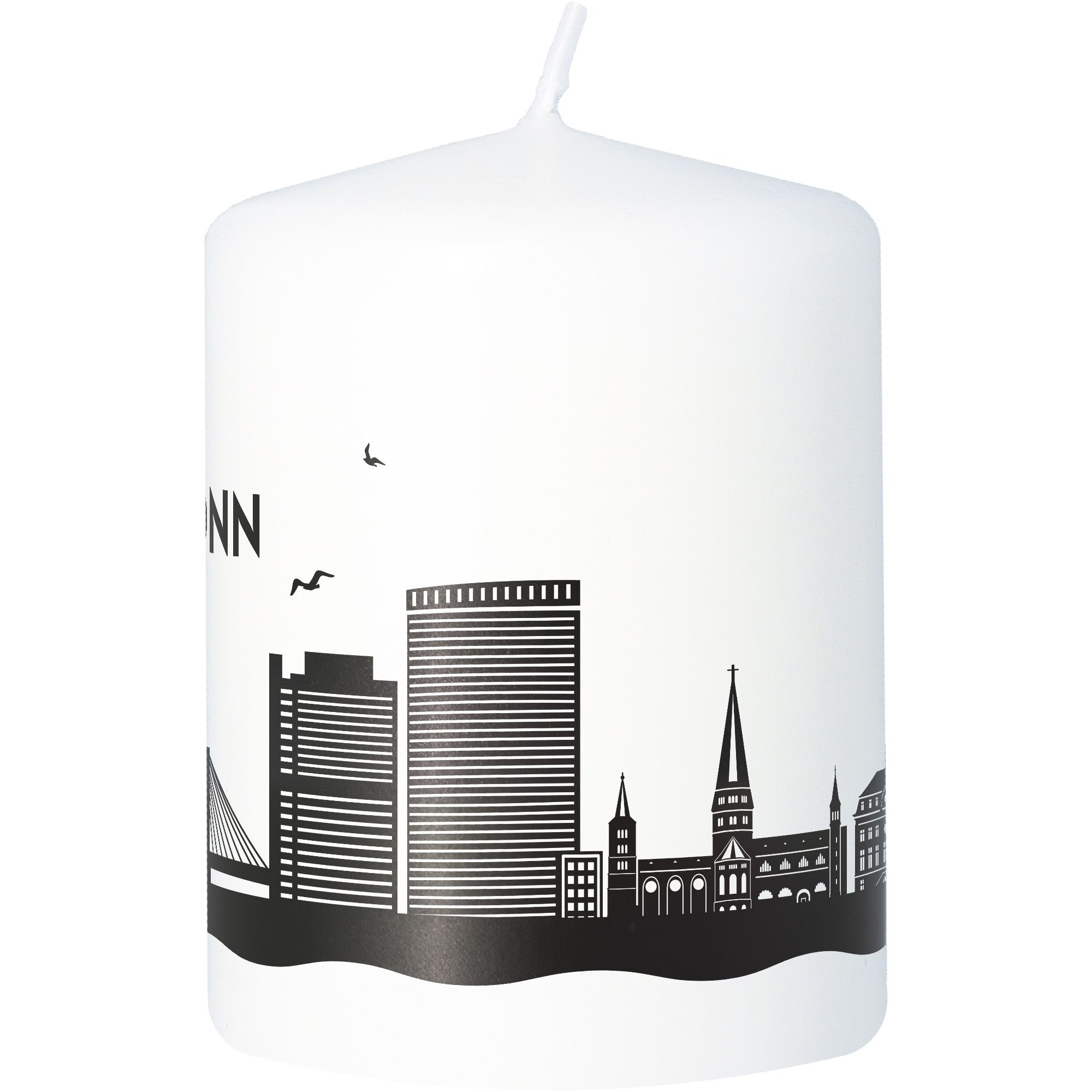 Stumpenkerze Skyline Bonn Weiß Stumpenkerze Skyline Bonn Weiß