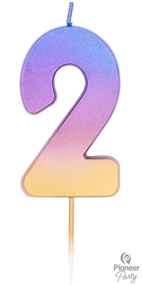 Zahlenkerze "2", Regenbogen Zahlenkerze "2", Regenbogen