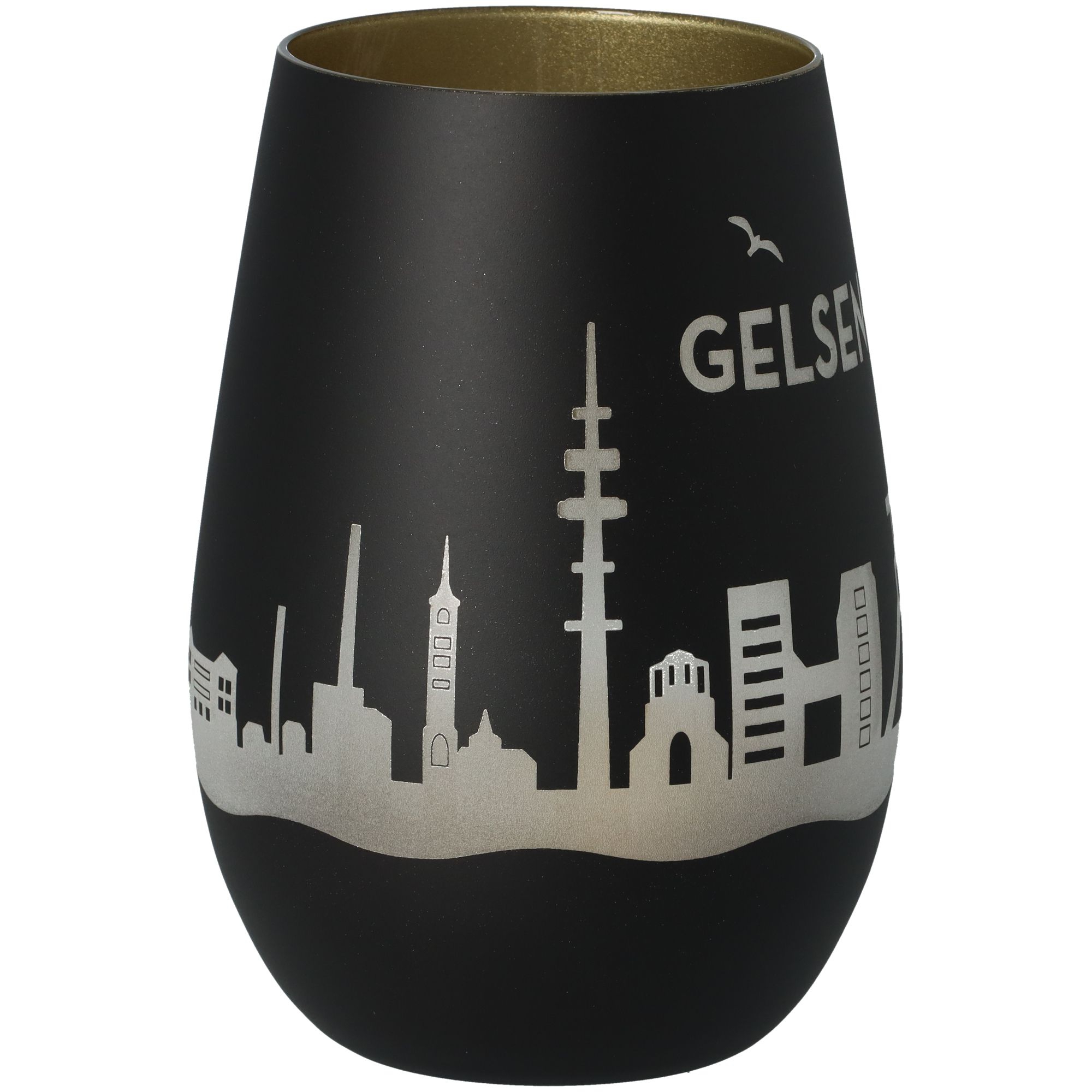 Windlicht Skyline Gelsenkirchen Schwarz/Gold Windlicht Skyline Gelsenkirchen Schwarz/Gold