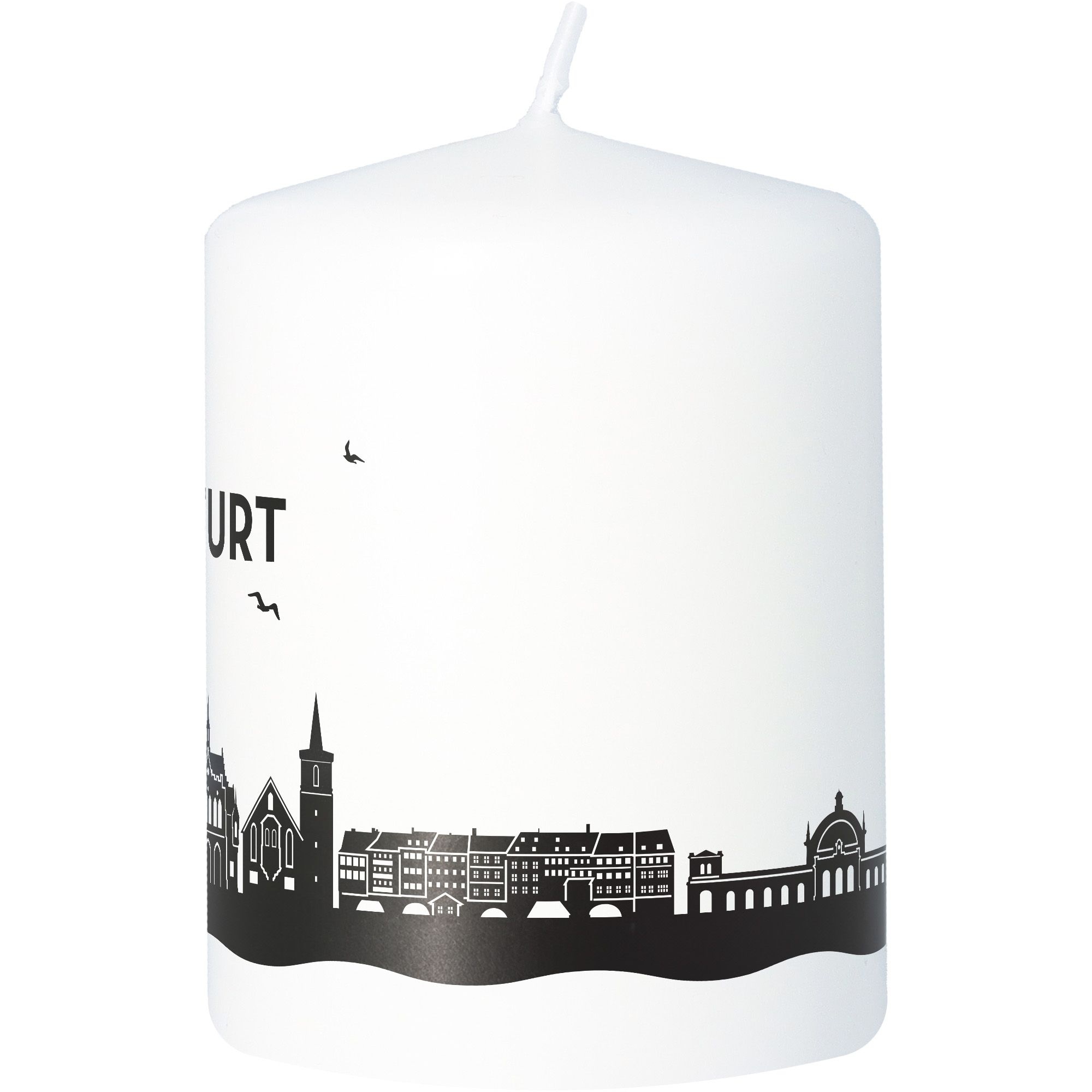 Stumpenkerze Skyline Erfurt Weiß Stumpenkerze Skyline Erfurt Weiß