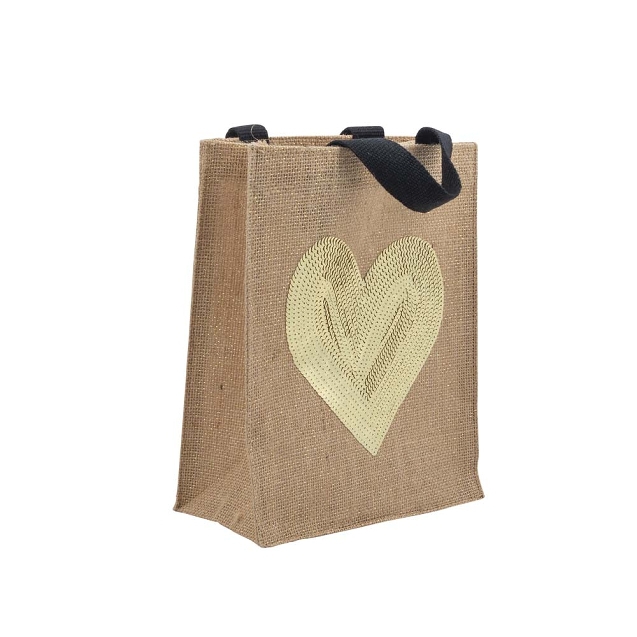 Geschenktasche Jute "Herz" 24x20cm