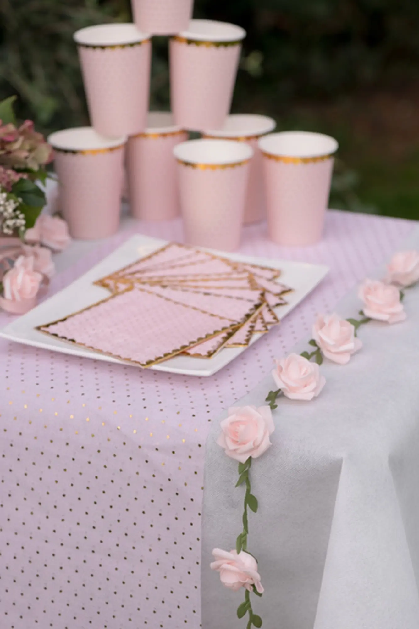 20 Cocktailservietten Rosa / Gold