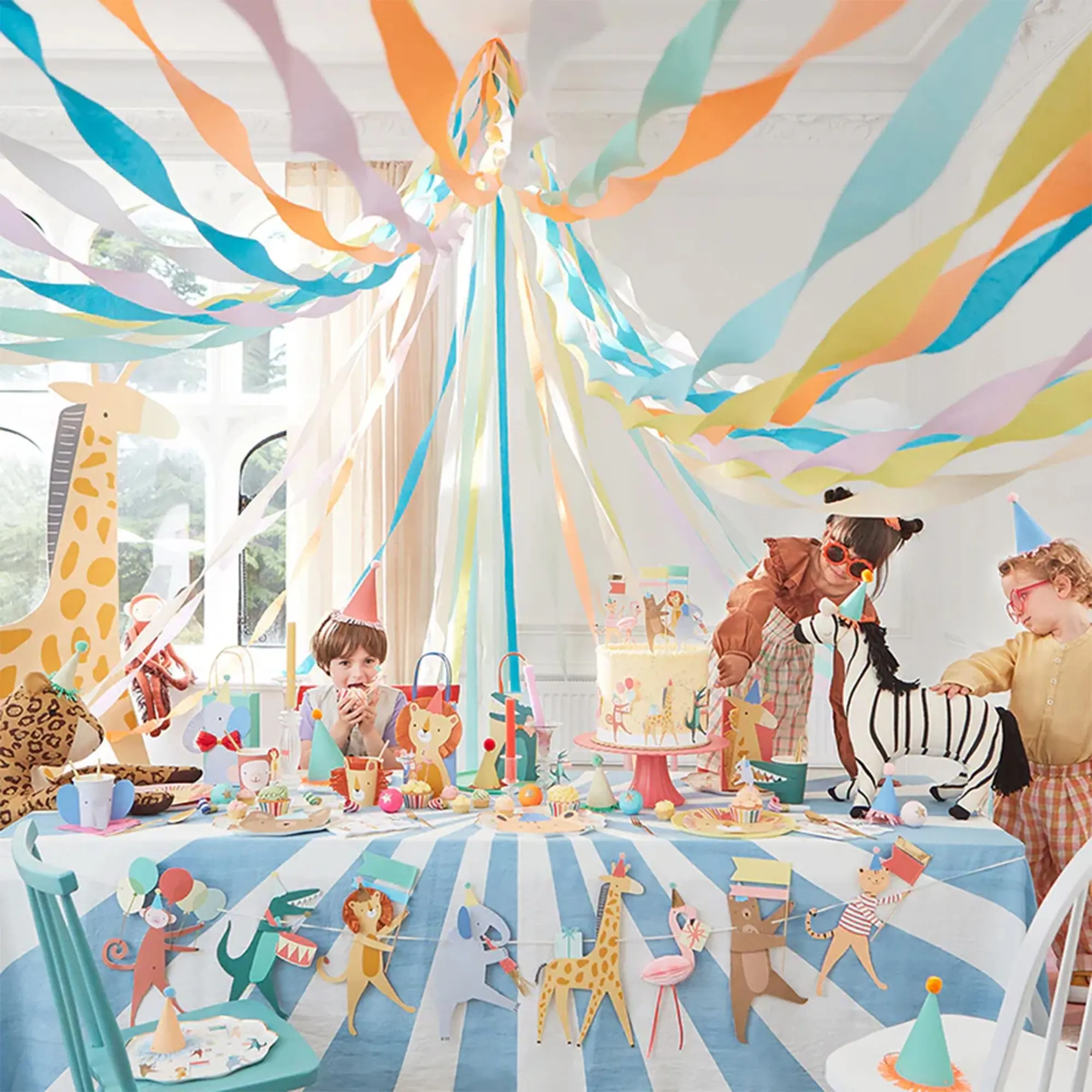 party, birthday, deko, tischdekoration, giraffe