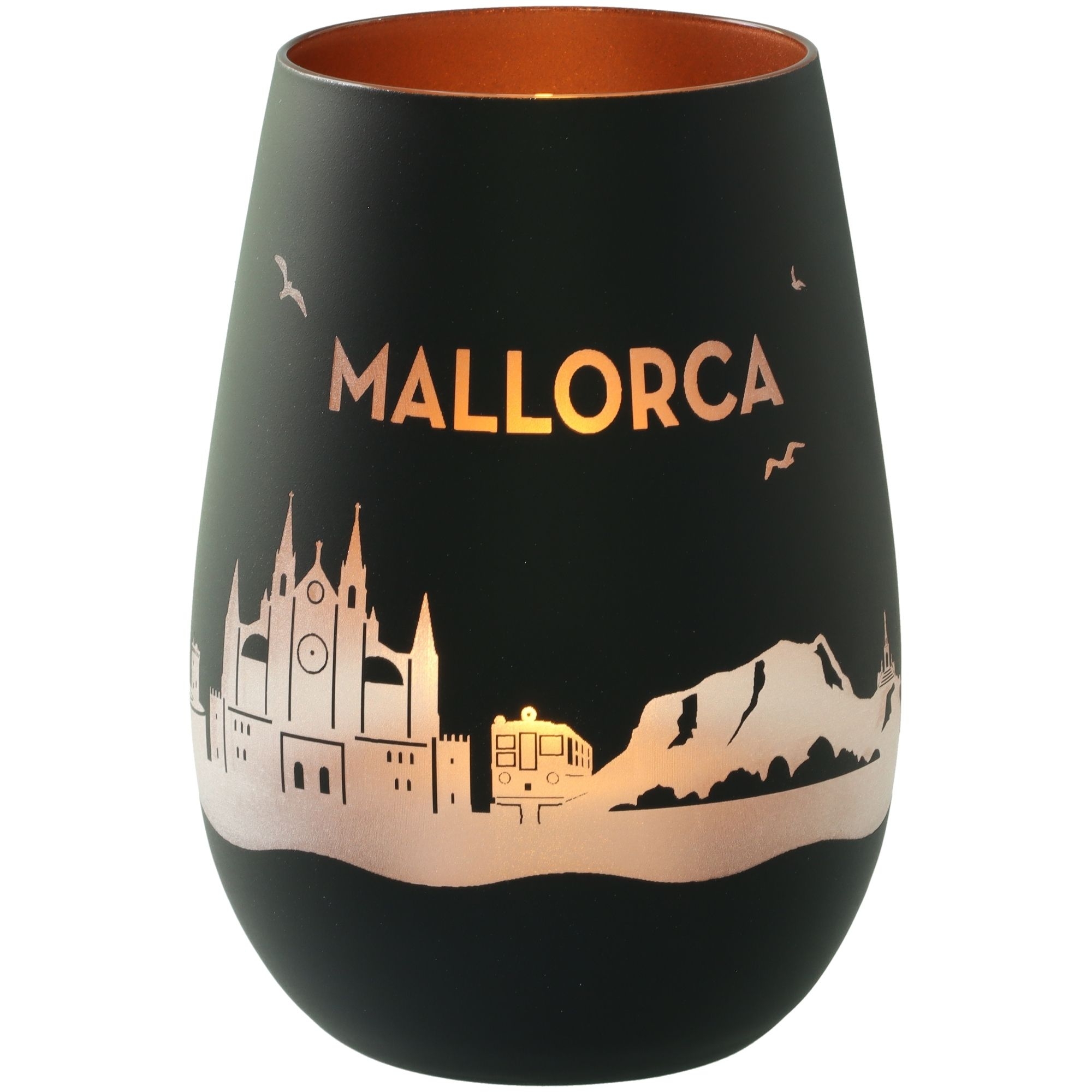 Windlicht Skyline Mallorca Schwarz/Bronze Krug, Töpferei, Tasse