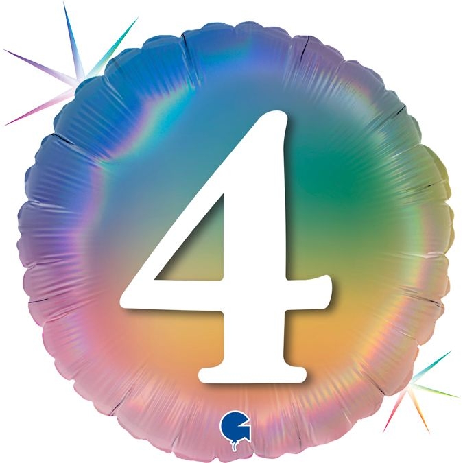 Folienballon Regenbogen "4" 46cm