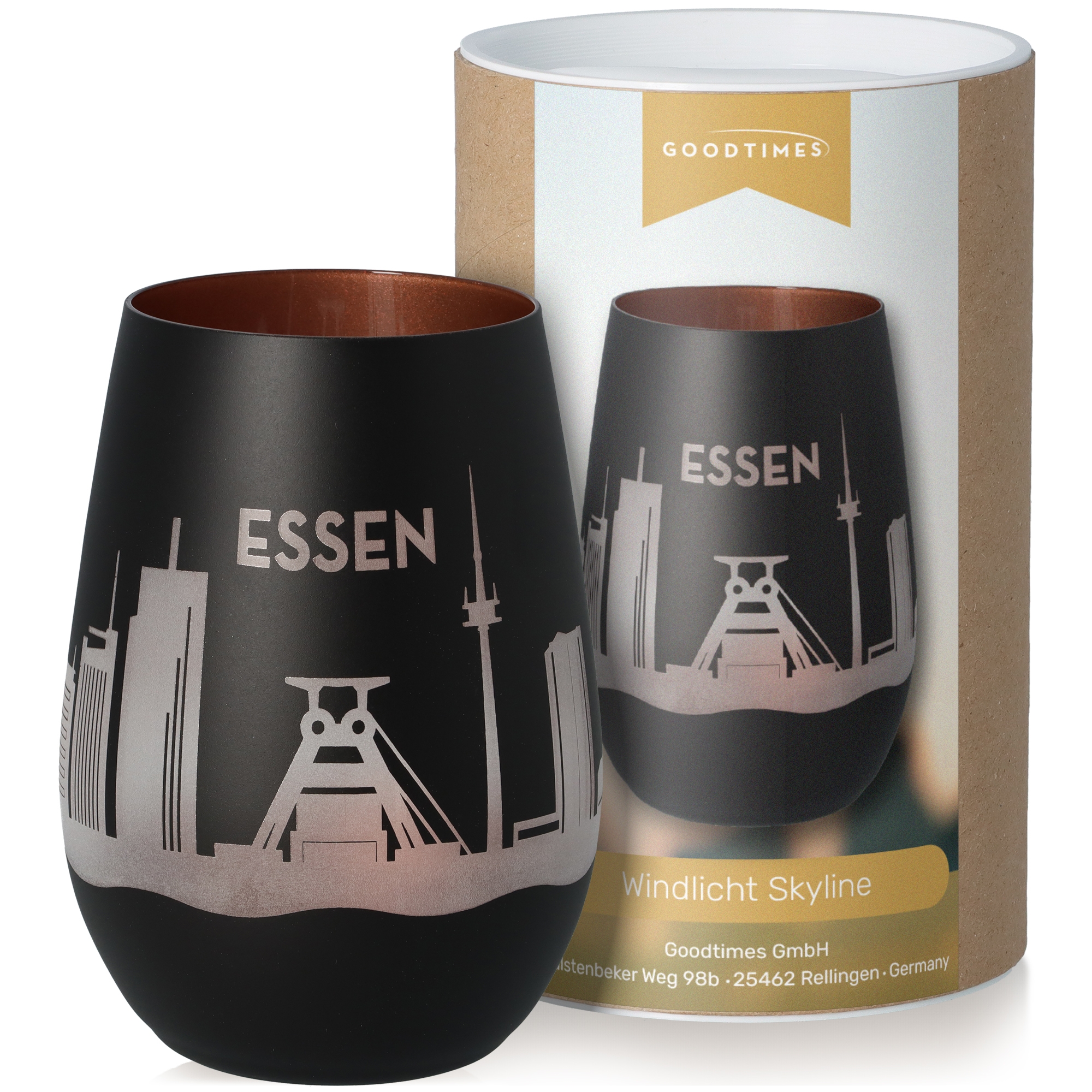 Windlicht Skyline Essen Schwarz/Bronze Töpferei, Krug