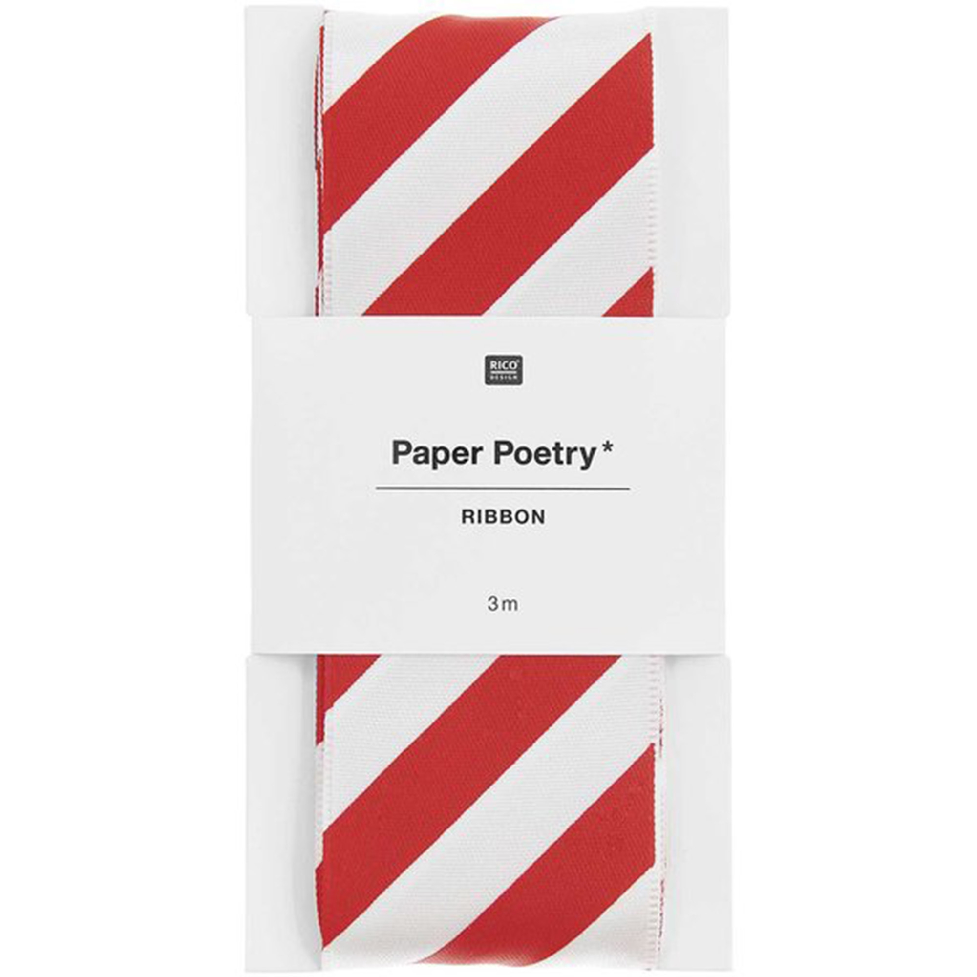 Satinband Streifen, Rot/Weiß, 38mm / 3m