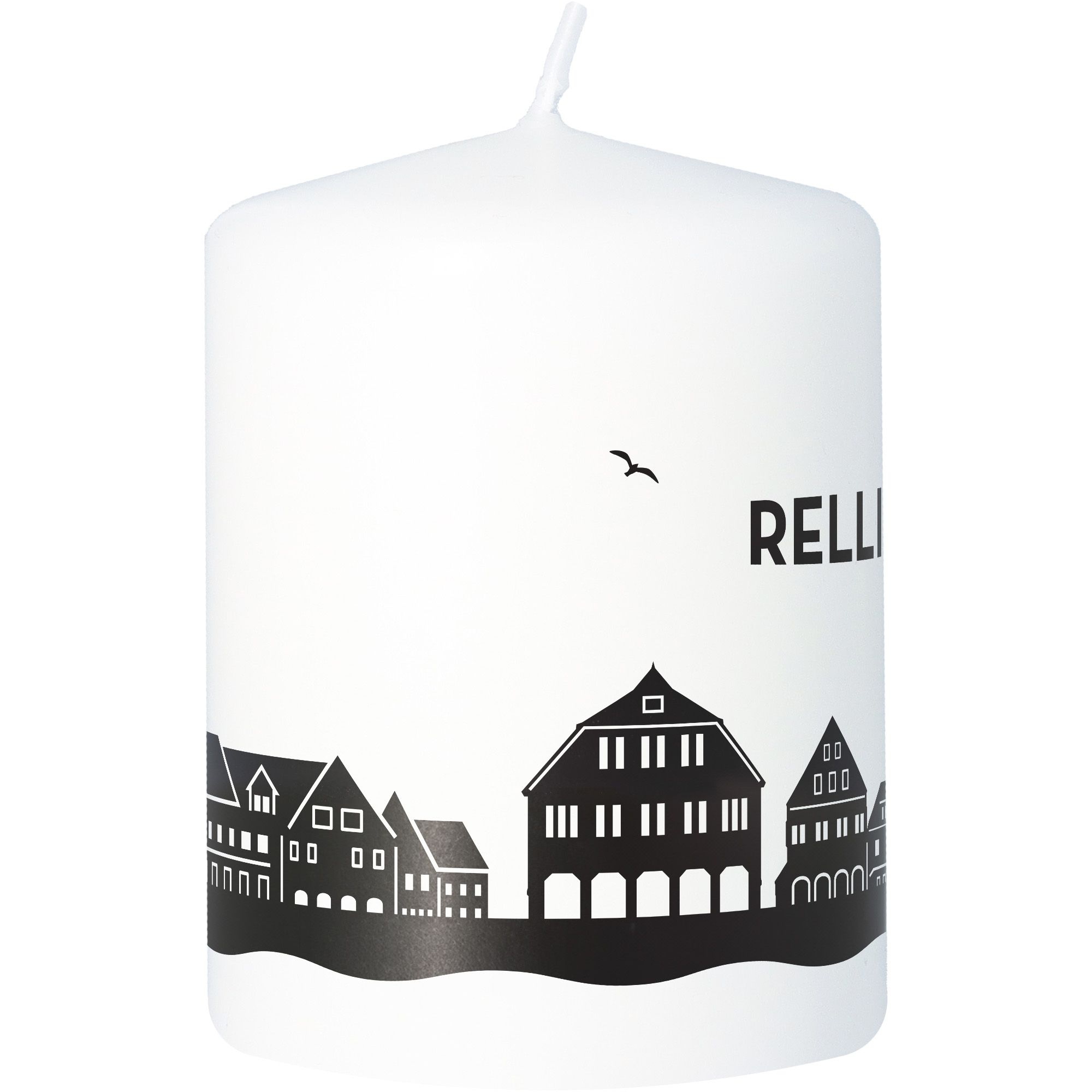 Stumpenkerze Skyline Rellingen Weiß Stumpenkerze Skyline Rellingen Weiß