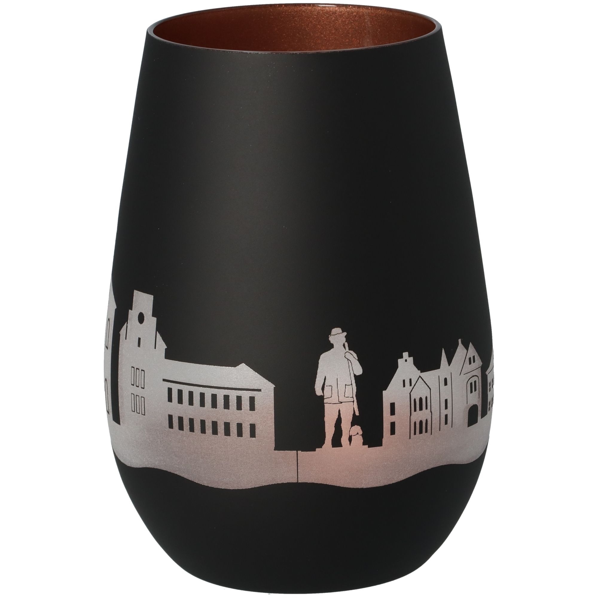 Windlicht Skyline Walsrode Schwarz/Bronze Töpferei, Krug, Vase, Person, Lampe