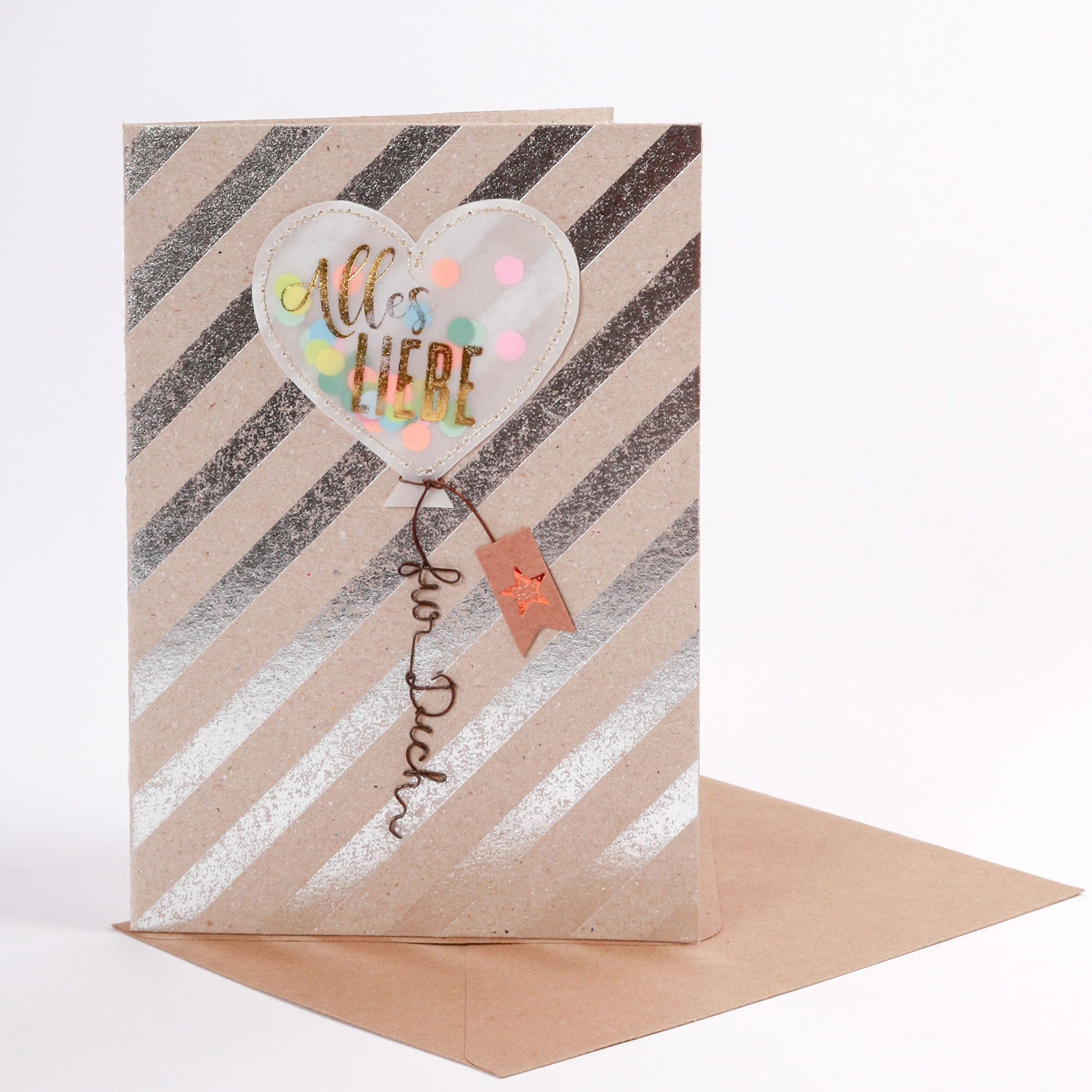 Luftballon Karte "Für Dich" Briefumschlag, Grußkarte, Post