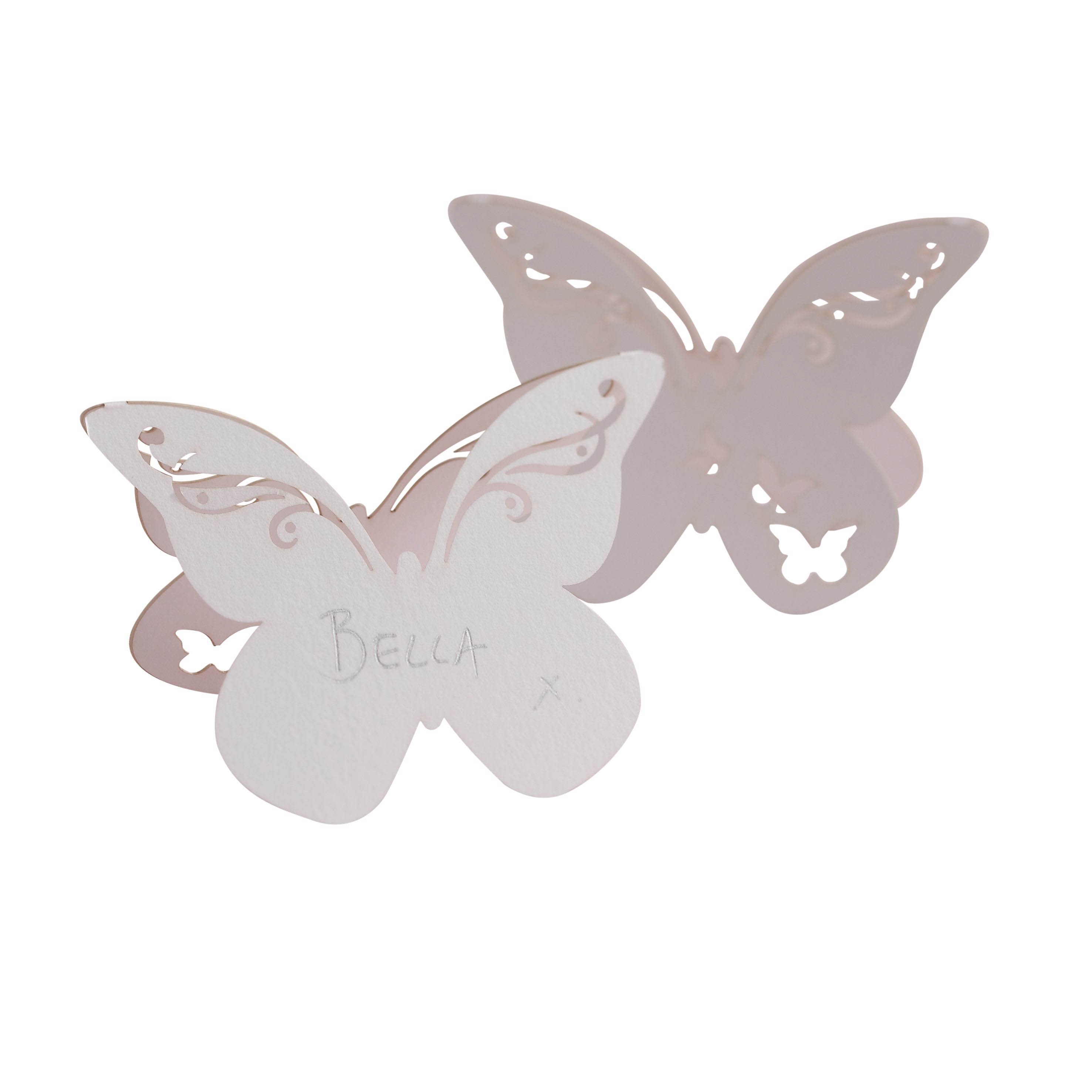 Flutter-by - 10 Schmetterling-Platzkarten Weiß