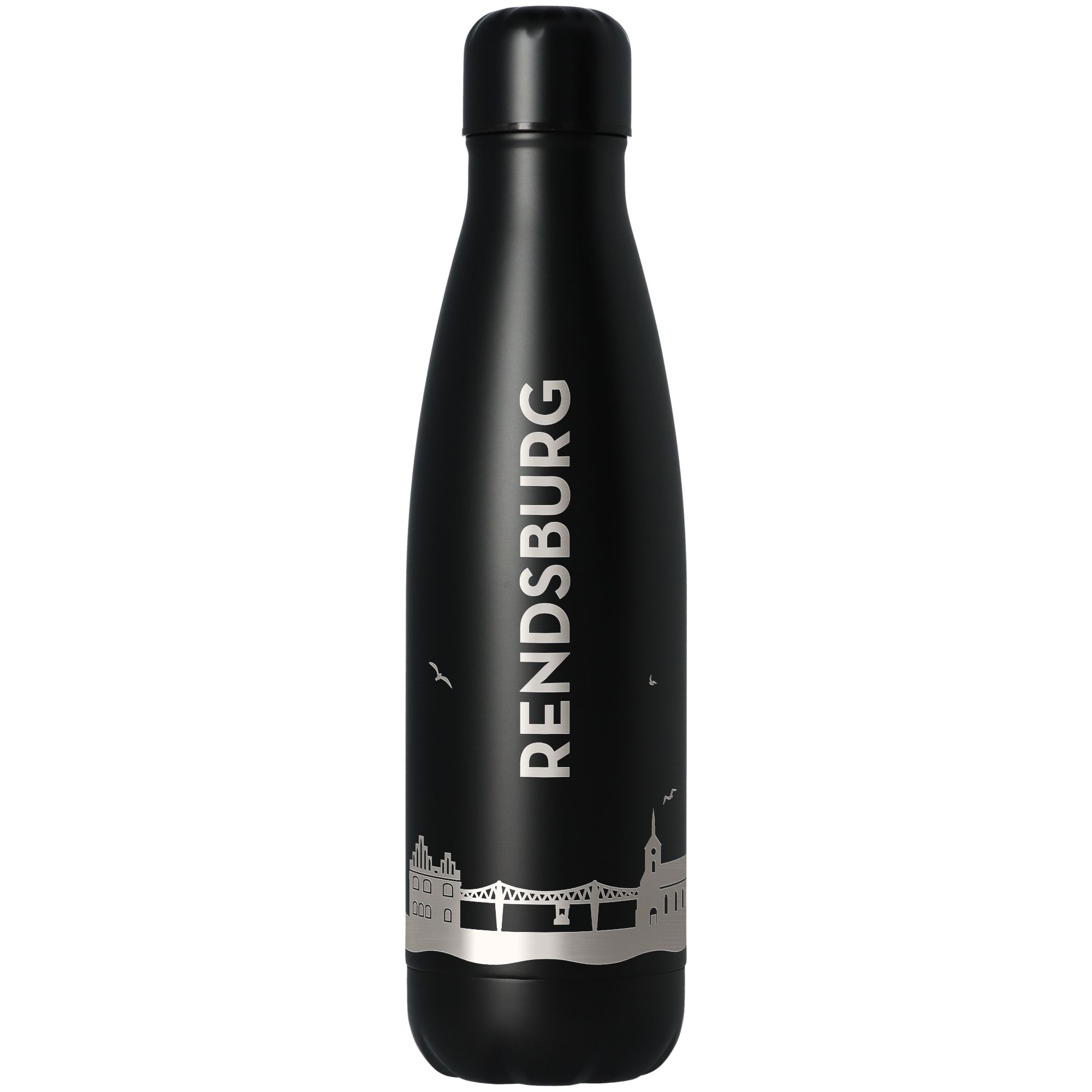 Trinkflasche Skyline Rendsburg Schwarz 500ml Flasche, Wasserflasche, Shaker