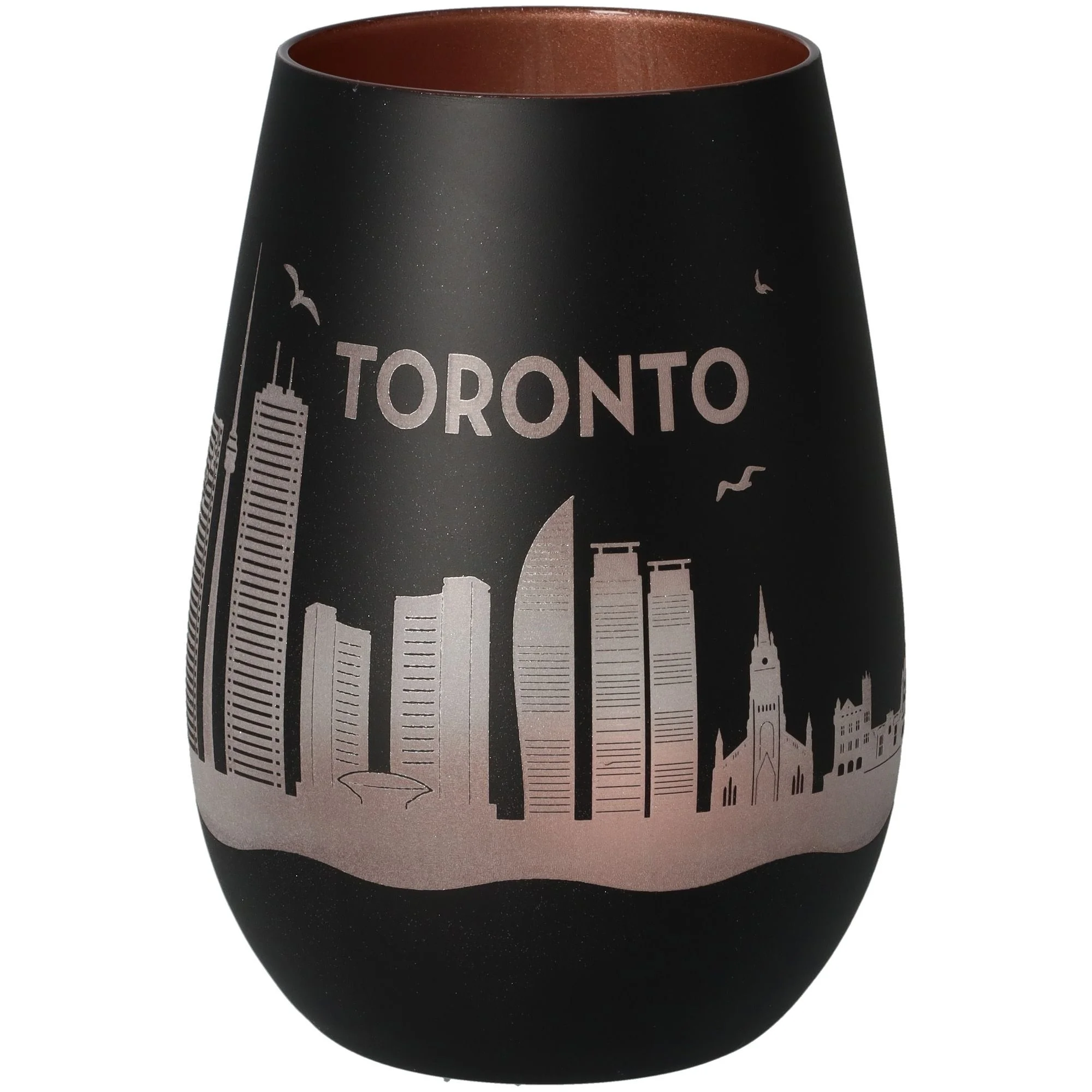 Vase, Toronto Skyline, Schwarz, Salzrose Muster, Stadtansicht