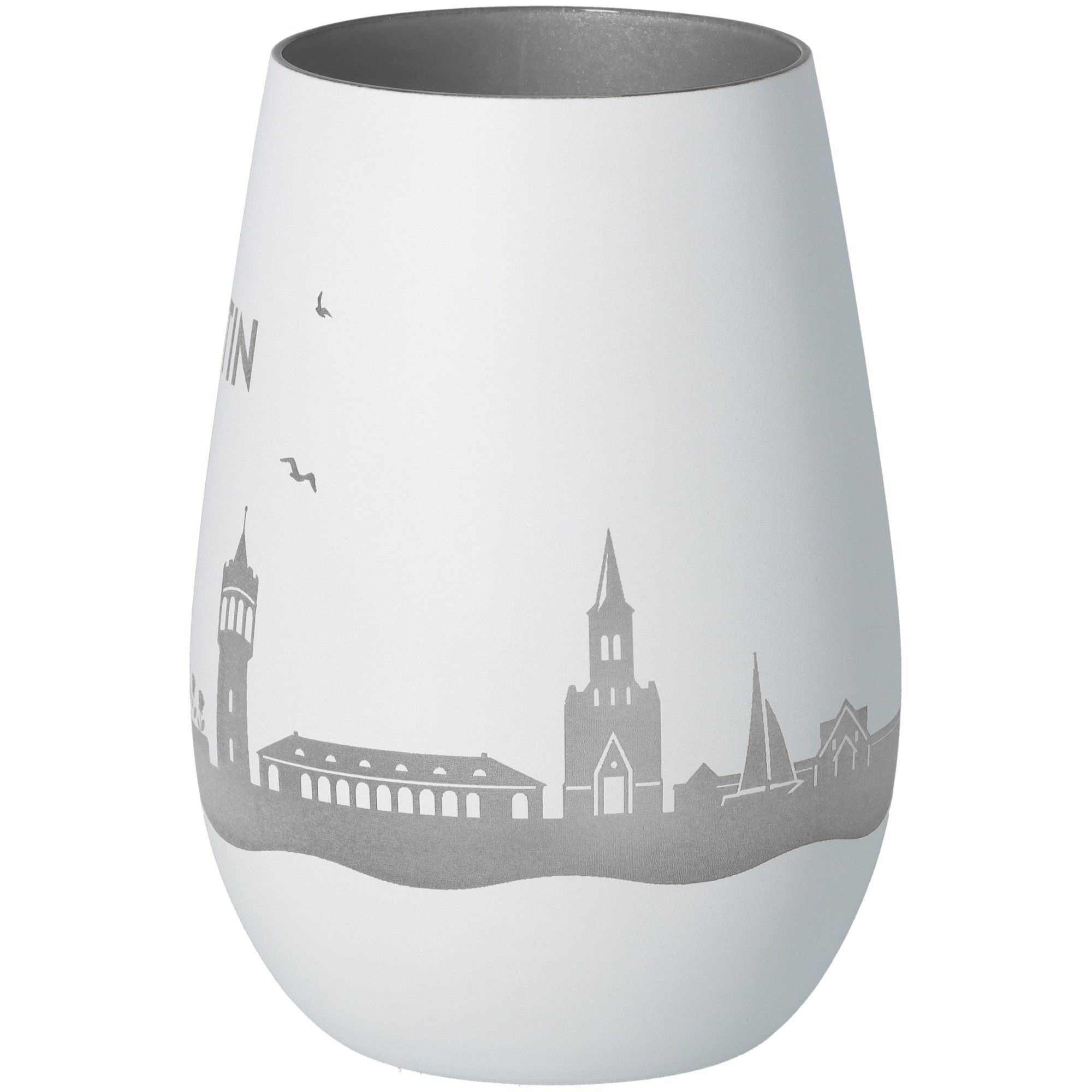 Windlicht Skyline Eutin Weiß/Silber