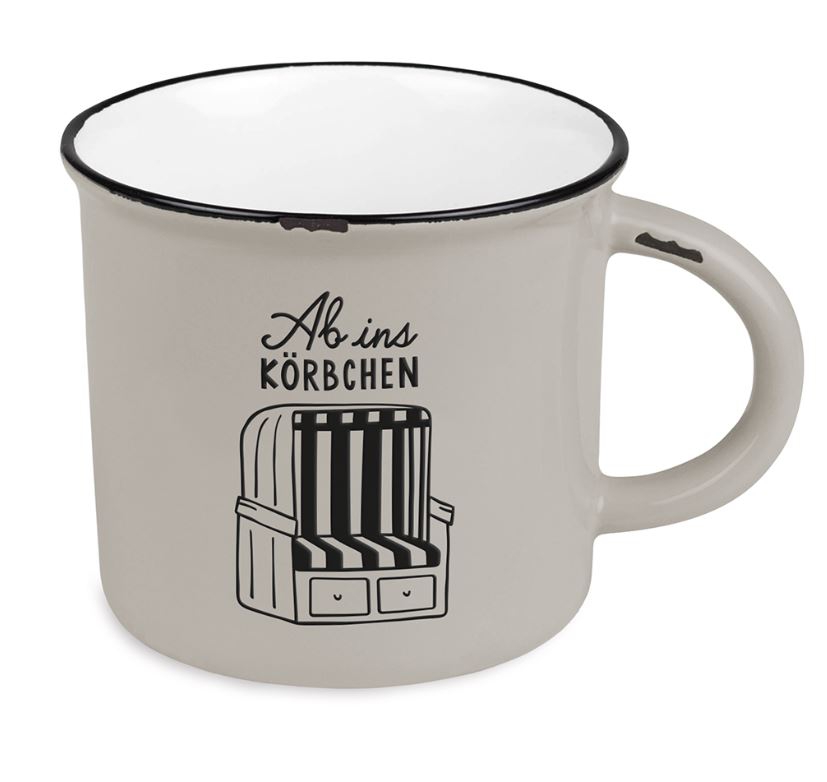Becher Vintage Maritim "Ab ins Körbchen" Becher Vintage Maritim "Ab ins Körbchen"