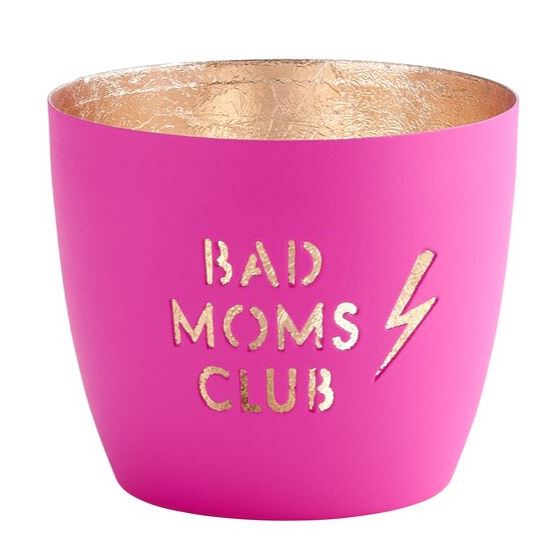 Madras Windlicht "Bad Moms Club", Neon Pink/Gold - M Madras Windlicht "Bad Moms Club", Neon Pink/Gold - M