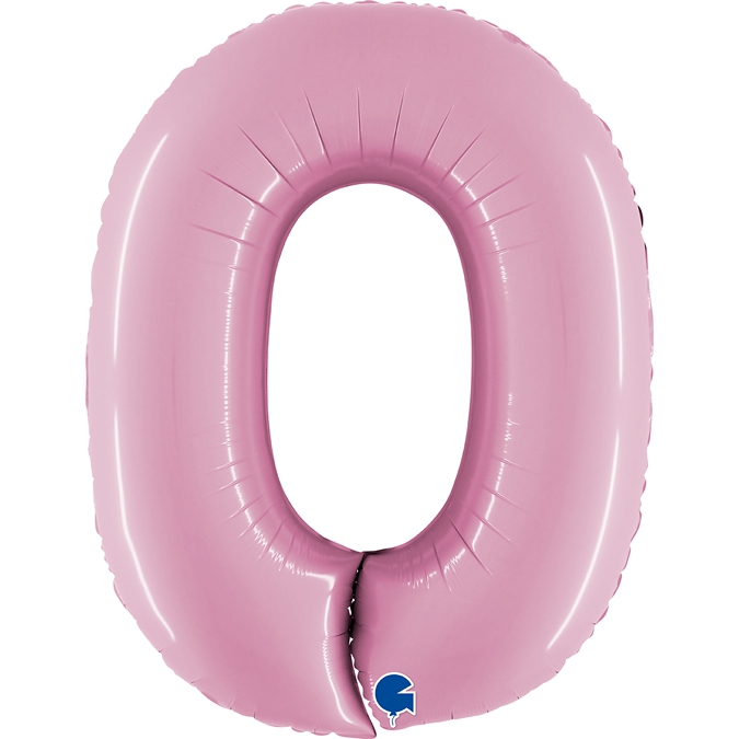 Folienballon Zahl 0 Pastell Rosa 100cm
