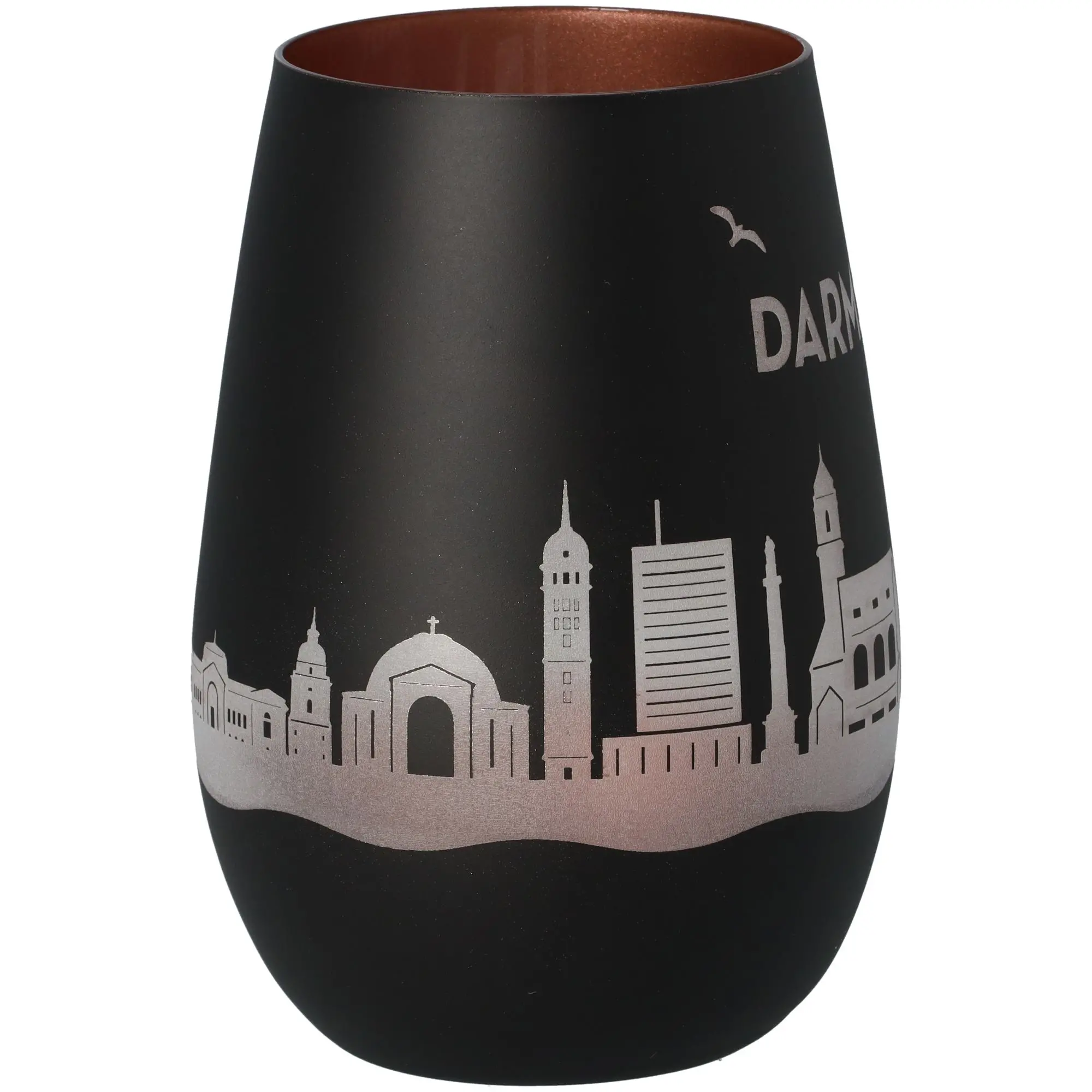 Windlicht Skyline Darmstadt Schwarz/Bronze