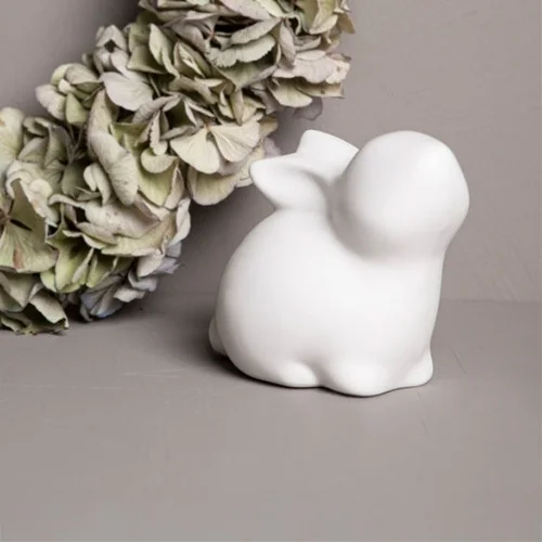 Dekofigur, Kleines Tier, Weiß, Tonware, Hase