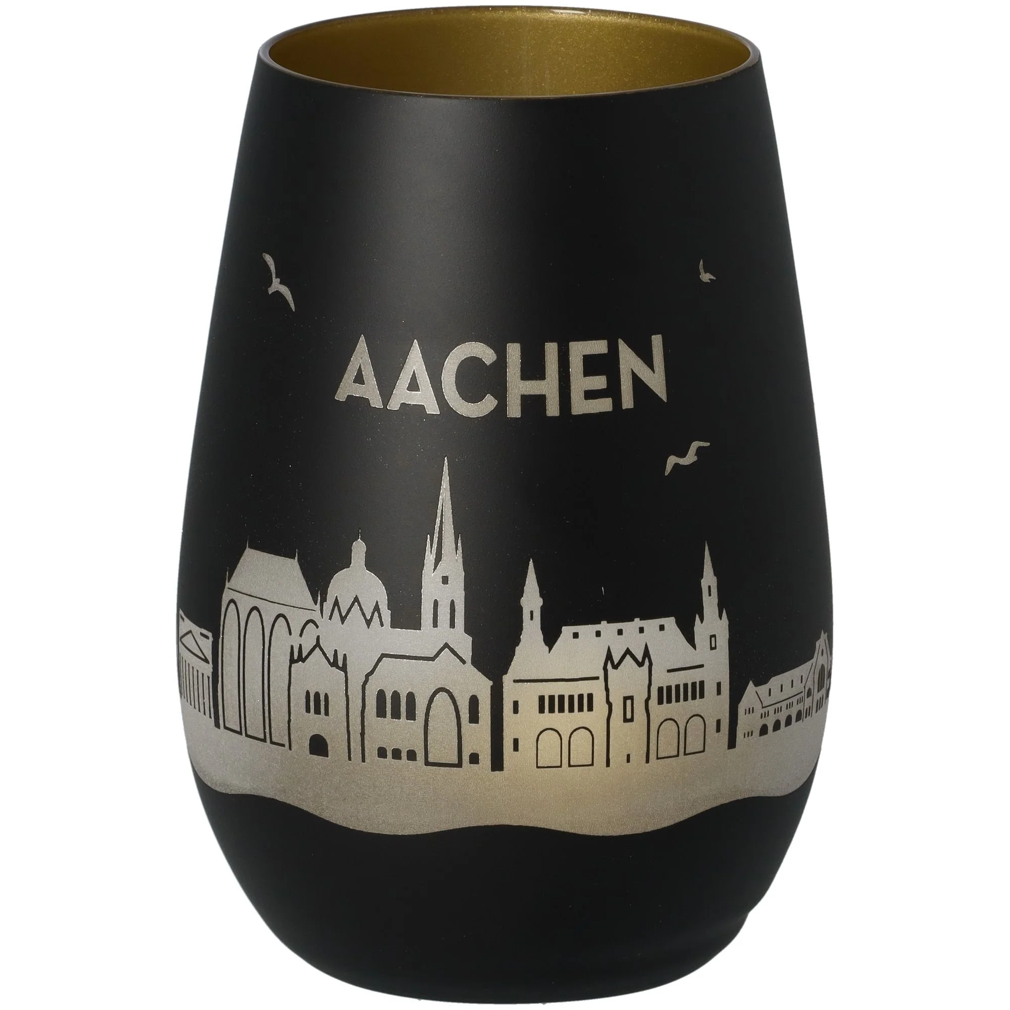 vase, schwarz, metall, Aachen, Stadtansicht
