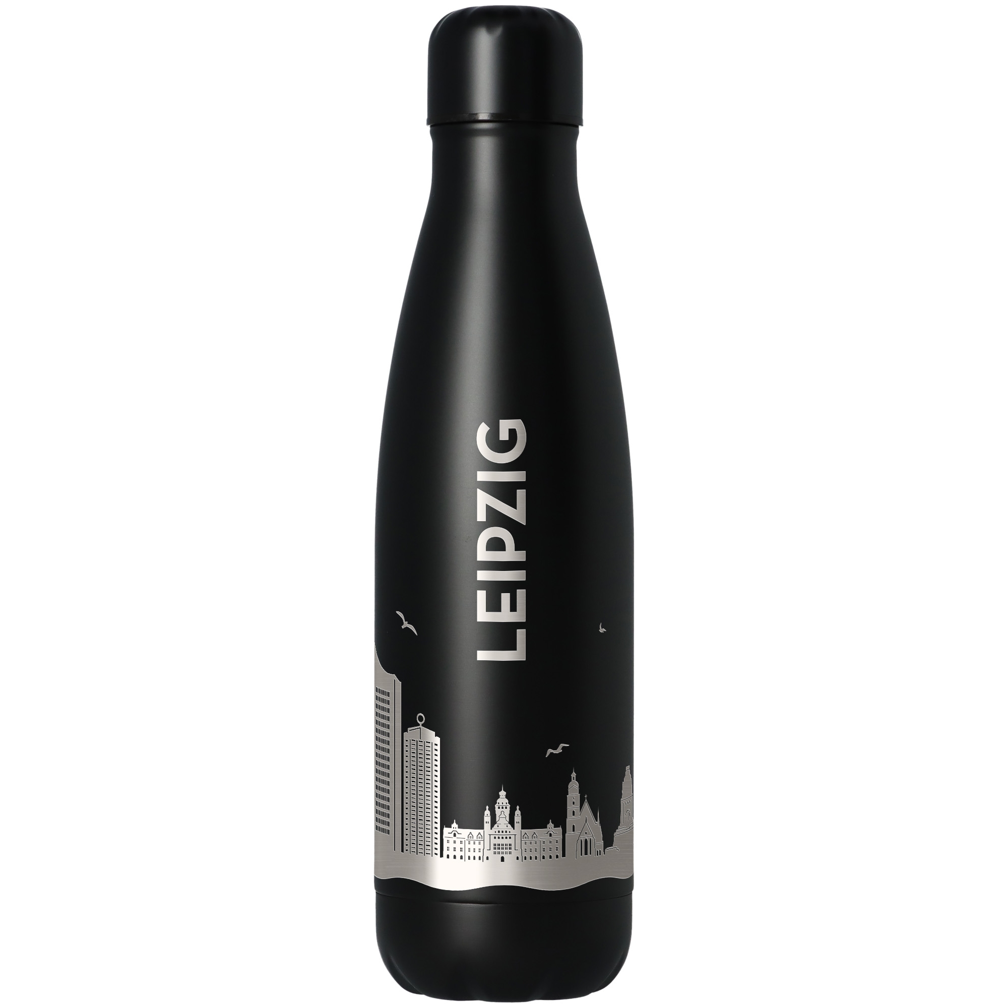 10c05e25fdd5acbf0ac2070a430886fbbaffe9ea Trinkflasche Skyline Leipzig Schwarz 500ml