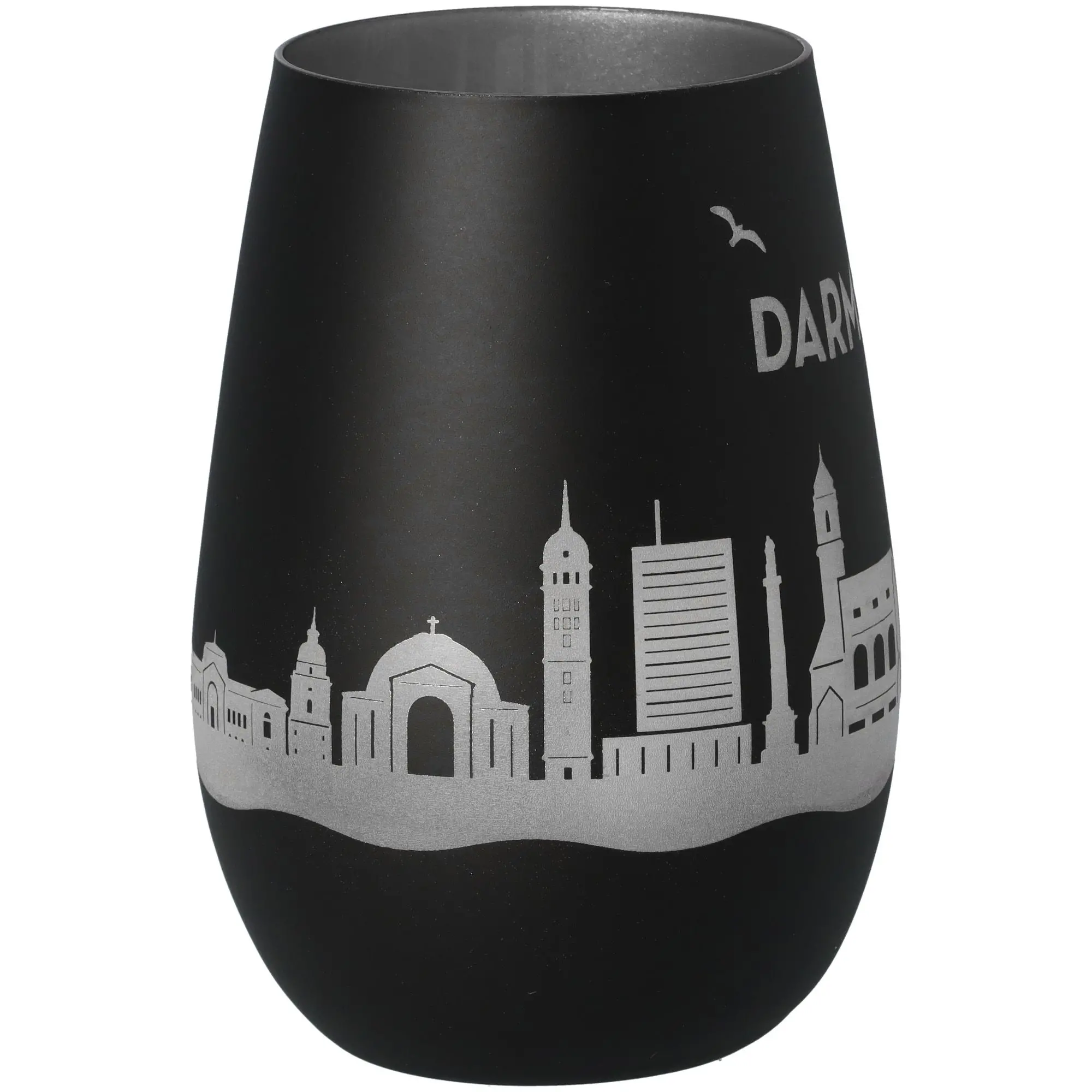 Windlicht Skyline Darmstadt Schwarz/Silber