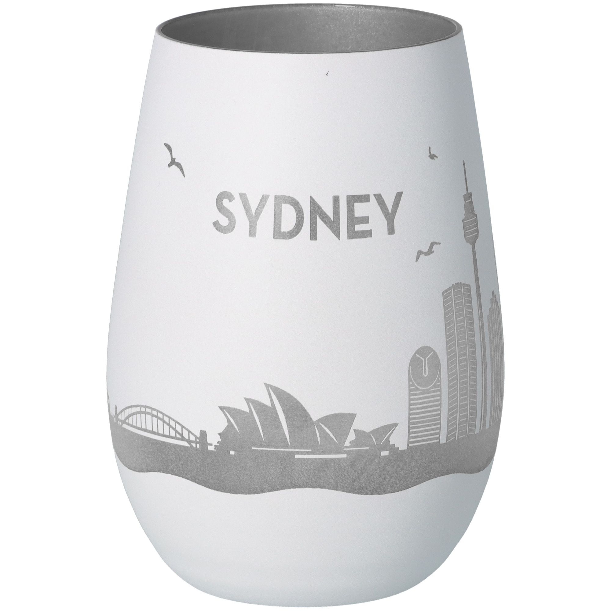 Windlicht Skyline Sydney Weiß/Silber Töpferei, Krug, Vase, Glas