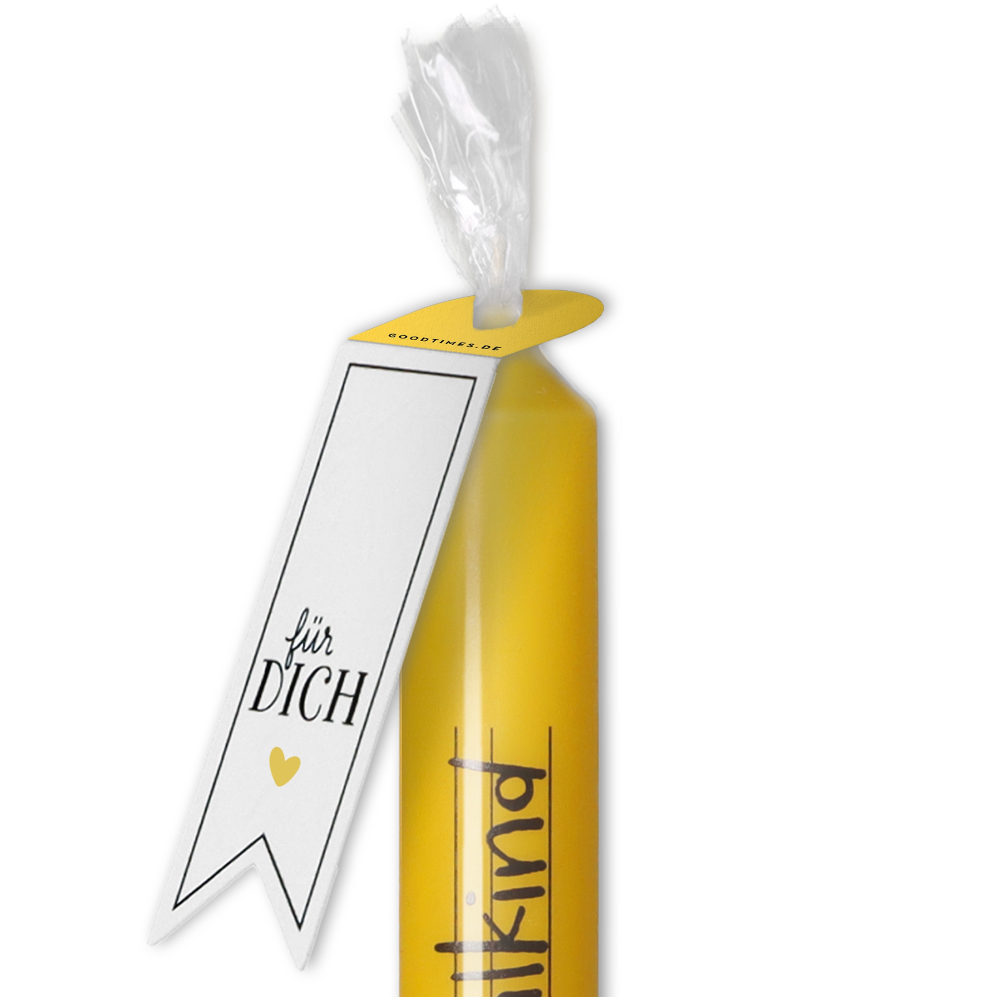 Stabkerze Gelb "Endlich Schulkind" Stabkerze Gelb "Endlich Schulkind"
