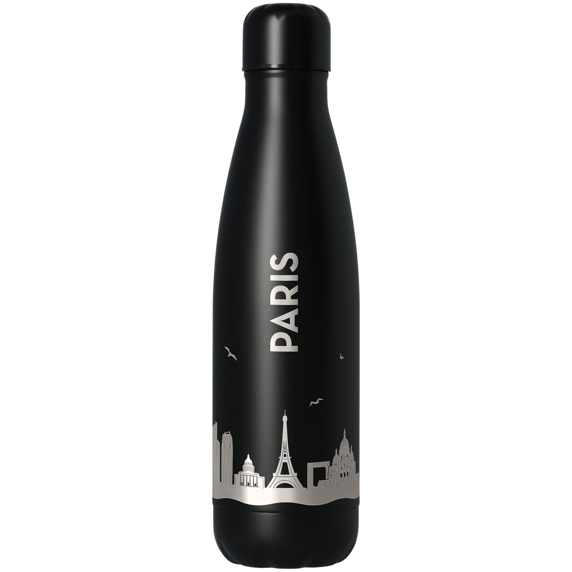 Trinkflasche Skyline Paris Schwarz 500ml Flasche, Wasserflasche