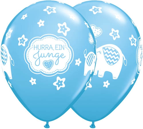 Qualatex Latexballon "Hurra, ein Junge" Hellblau Ø 30cm