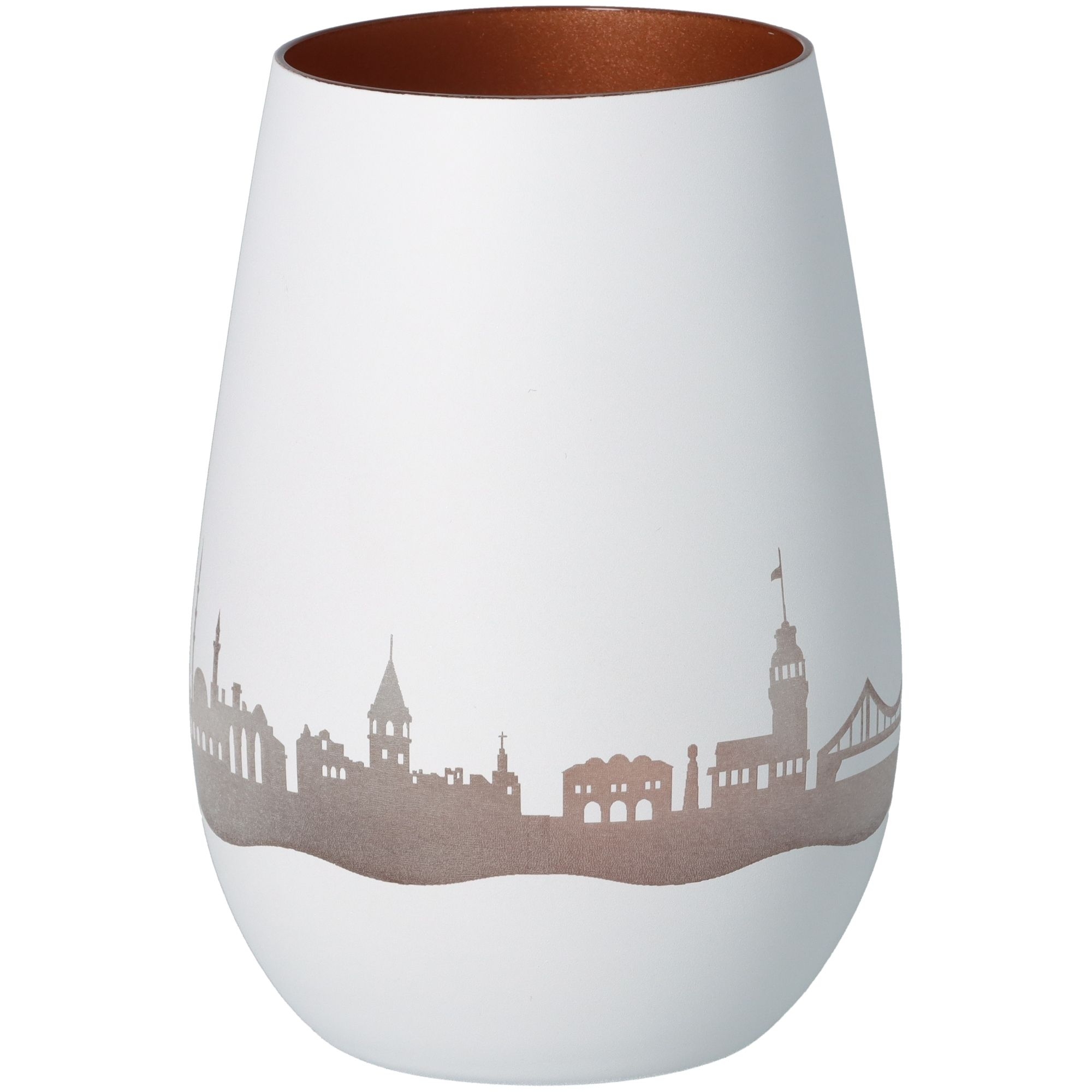 Windlicht Skyline Istanbul Weiß/Bronze Töpferei, Krug, Vase, Kunst, Porzellan