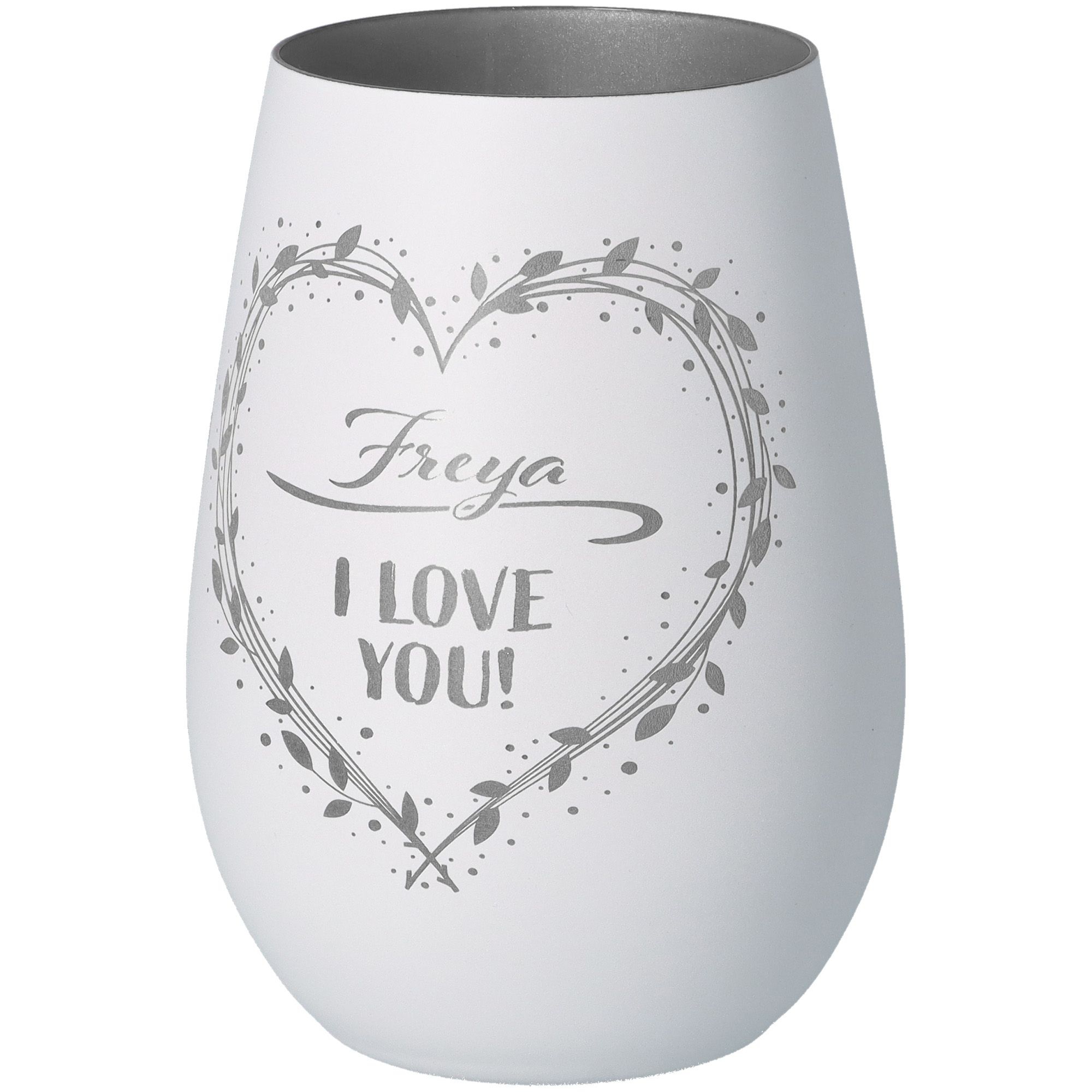 Windlicht I love you "Name" Weiß/Silber Windlicht I love you "Name" Weiß/Silber