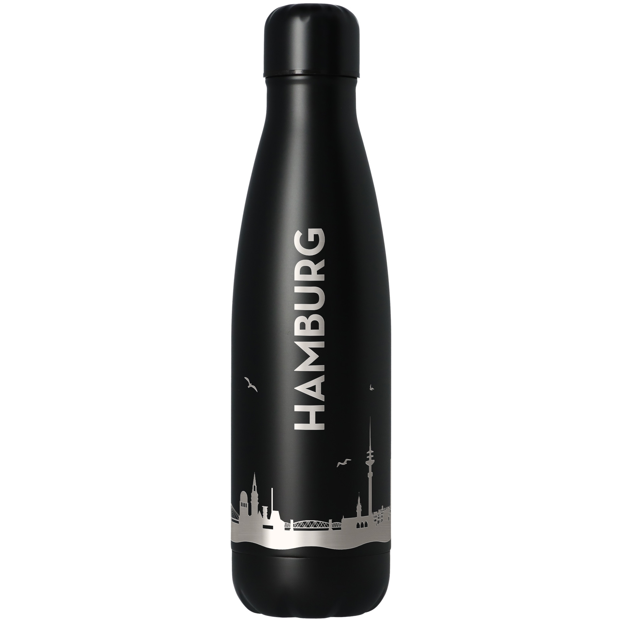 b619c82e0b95f07634f127dc3ccc95ac932a140a Trinkflasche Skyline Hamburg Schwarz 500ml