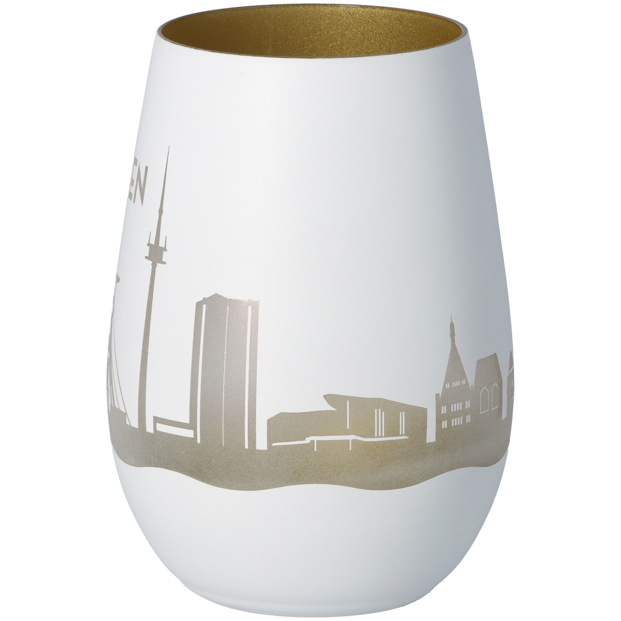 Windlicht Skyline Essen Weiß/Gold Windlicht Skyline Essen Weiß/Gold