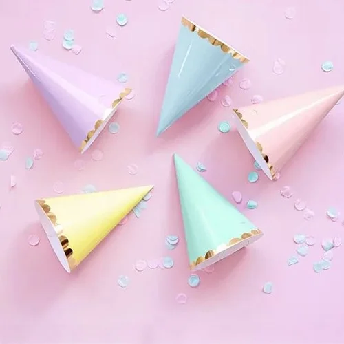 party, confetti, cones, birthday, partyware