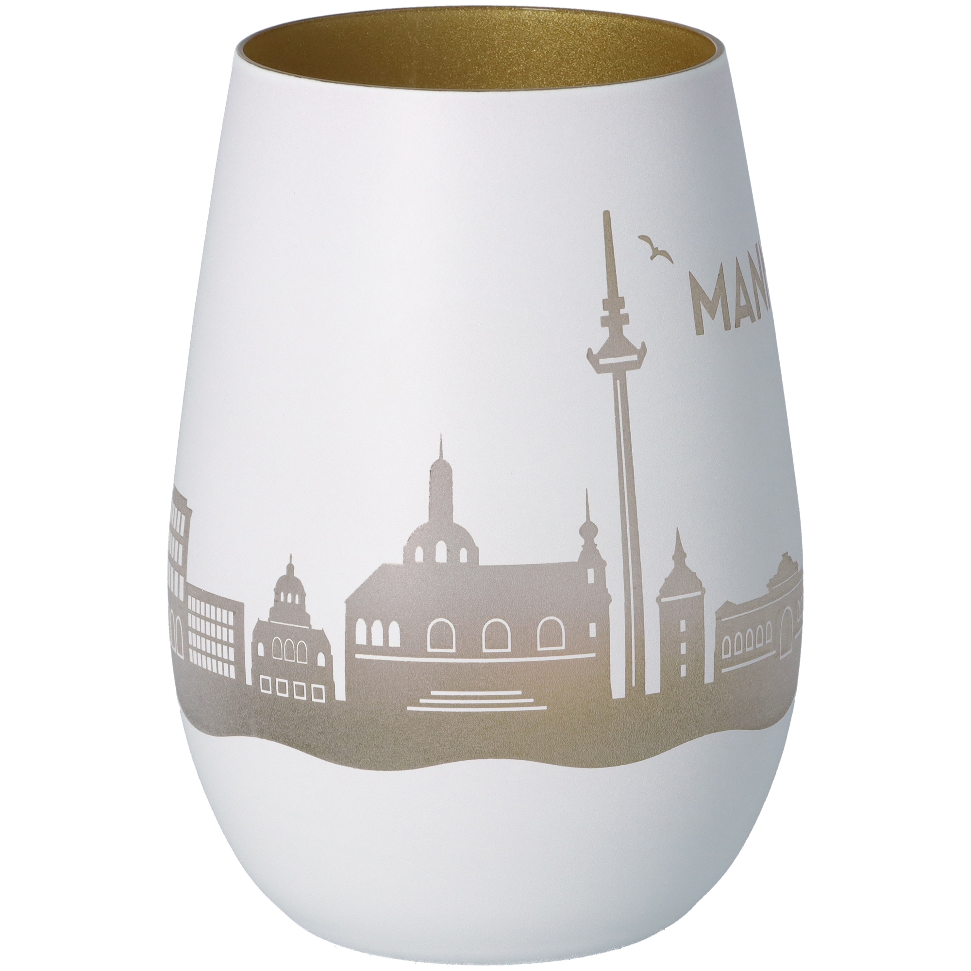 Windlicht Skyline Mannheim Weiß/Gold Windlicht Skyline Mannheim Weiß/Gold
