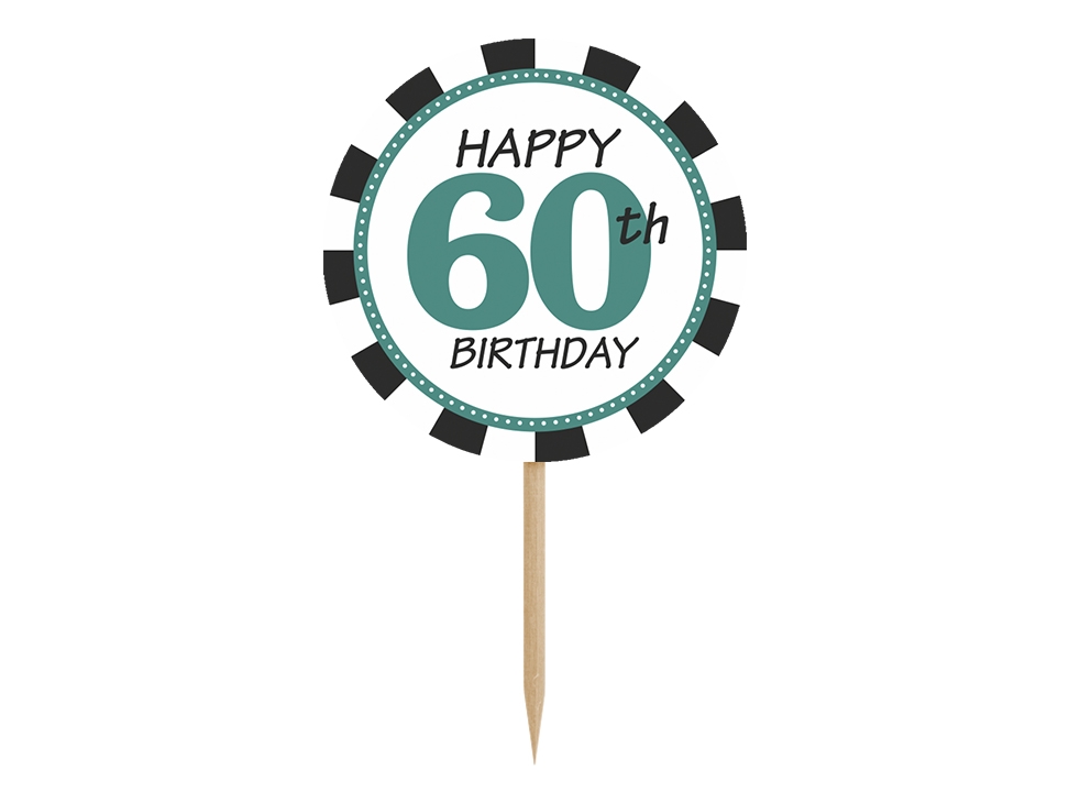 6 Cupcake Topper zum 60. Geburtstag
