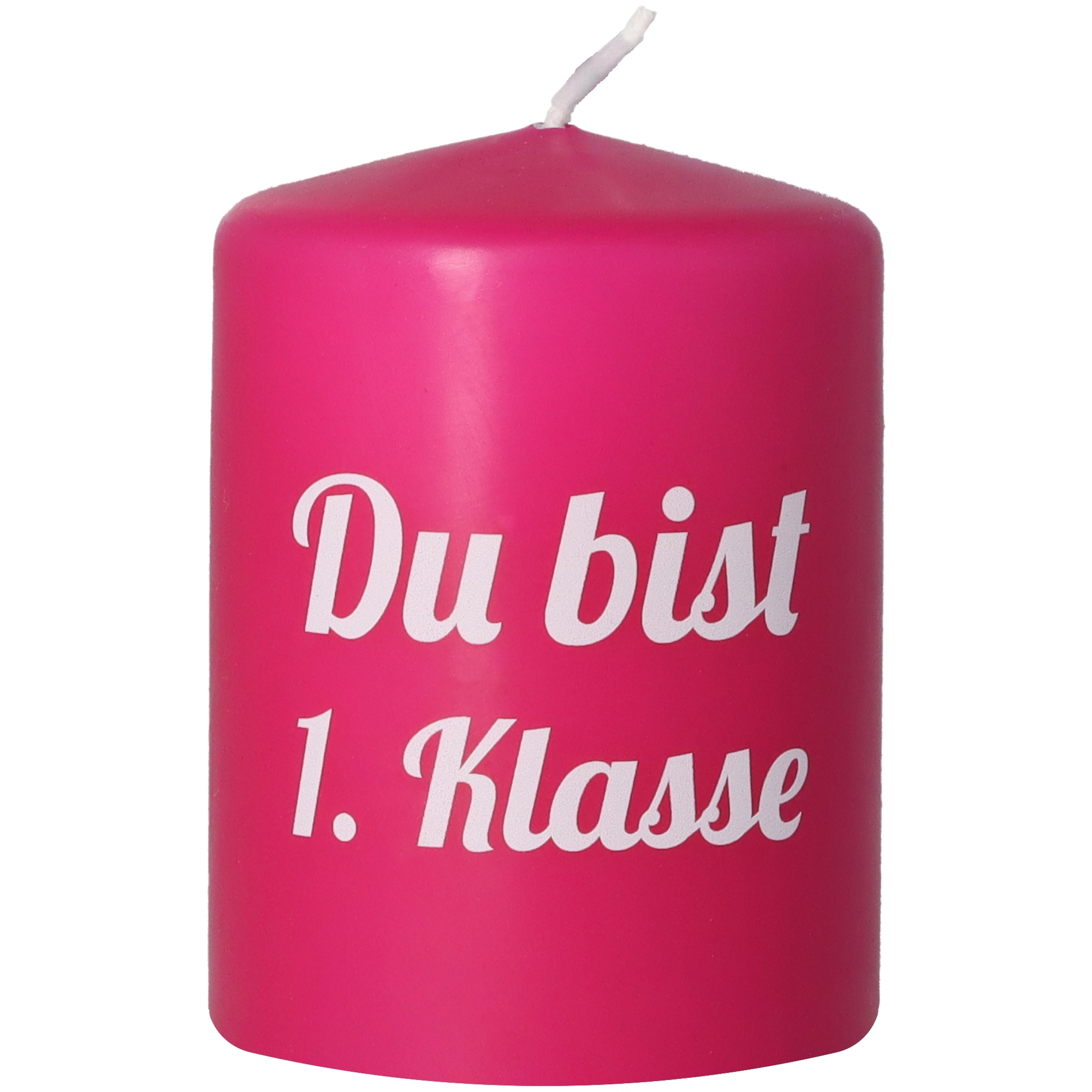 Stumpenkerze Pink "Du bist 1. Klasse" Kerze