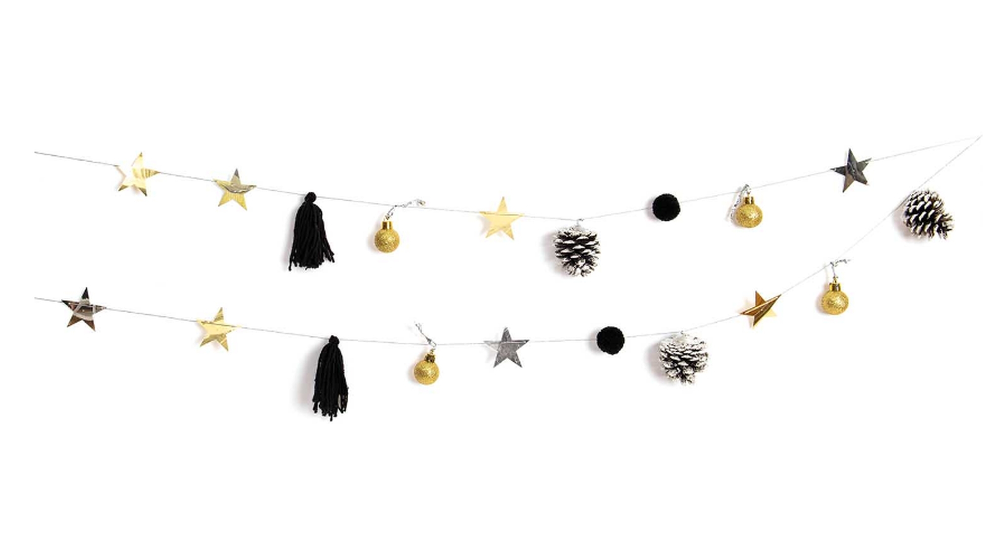 Quasten Girlande Schwarz / Gold Quasten Girlande Schwarz / Gold