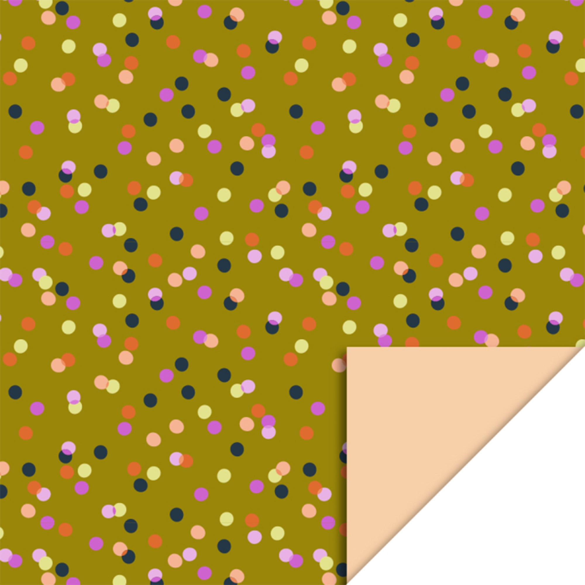 Geschenkpapier "Konfetti" Olive/Peach 3 m Muster, Papier, Konfetti