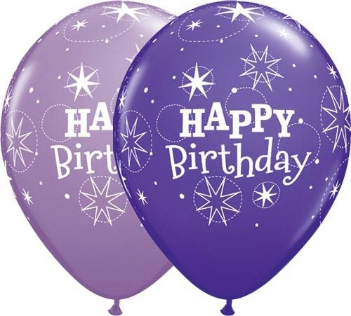 Qualatex Latexballon Happy Birthday Assorted Purple Violet / Spring Lilac Ø 30cm