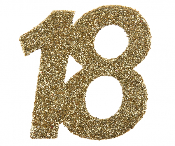 Glitzerkonfetti "18", Gold, 6 Teile