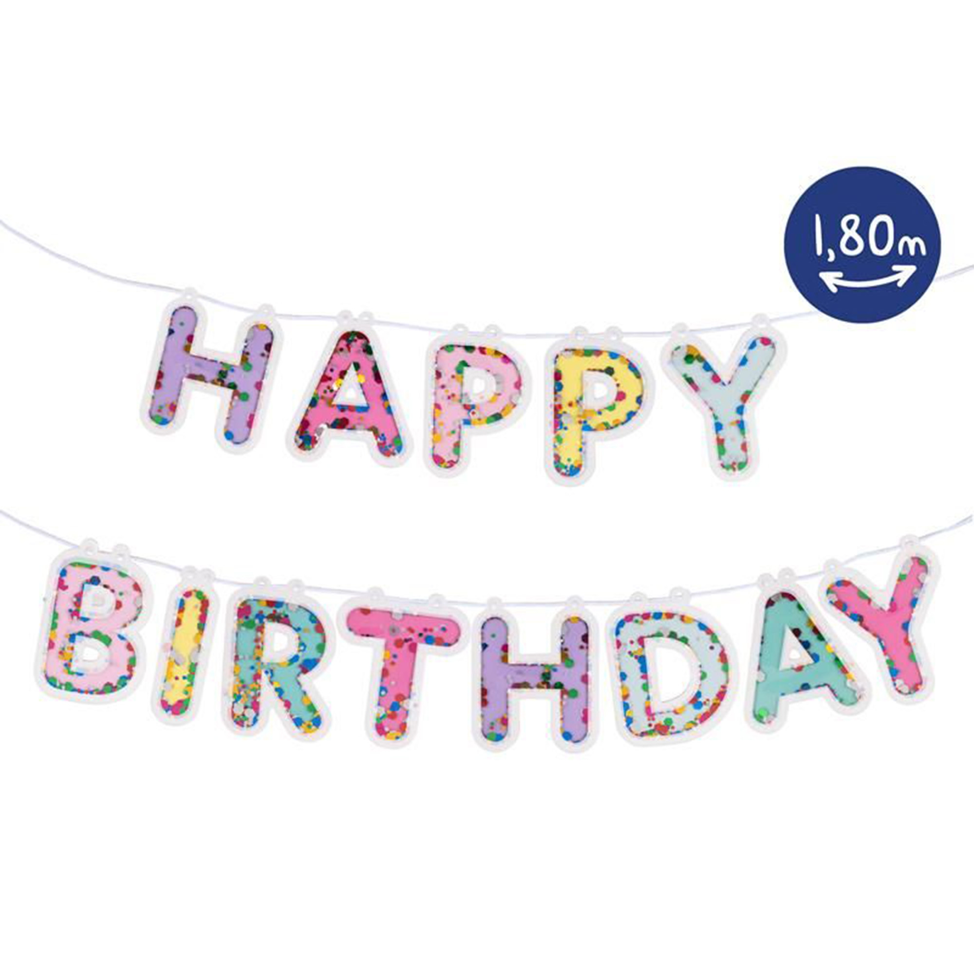 Konfetti-Girlande "Happy Birthday" 180 cm Konfetti-Girlande "Happy Birthday" 180 cm