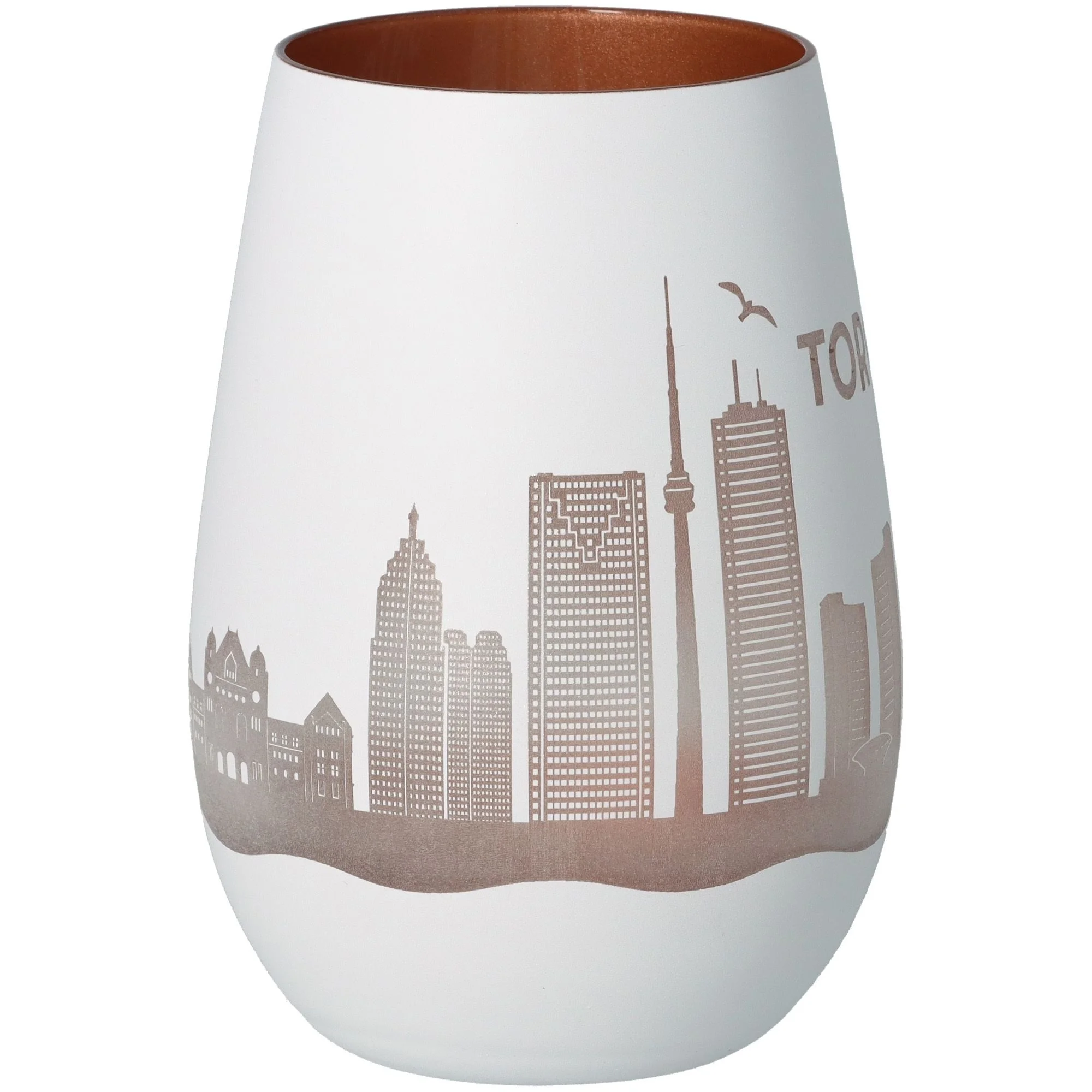 vase, Porzellan, weiß, Stadt skyline, randiges Innenrot
