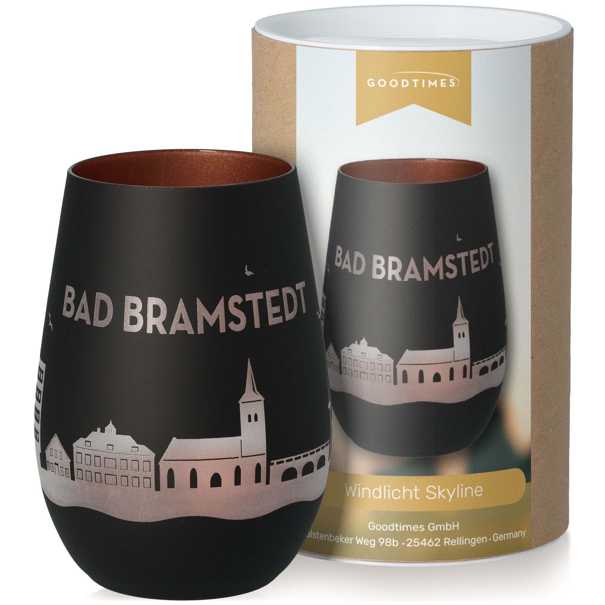 Windlicht Skyline Bad Bramstedt Schwarz/Bronze Krug, Töpferei, Tasse