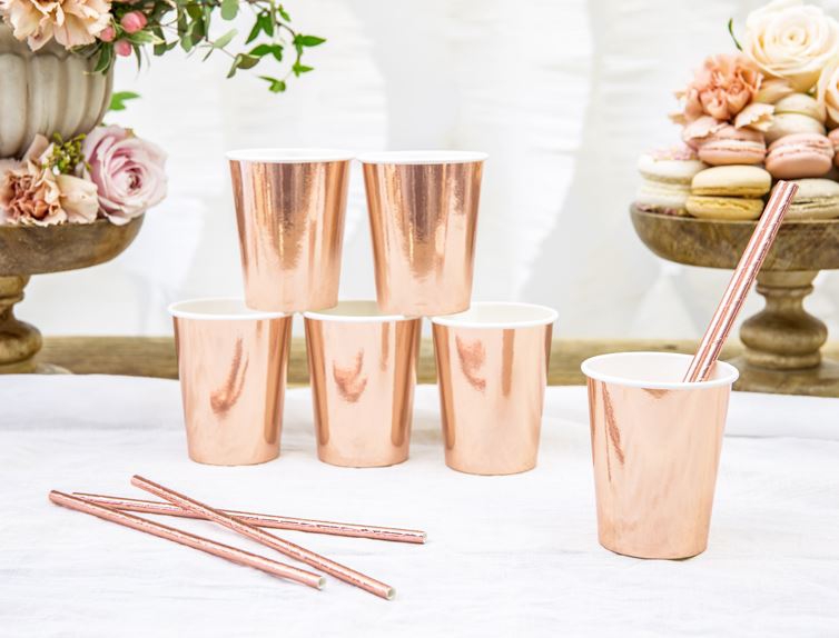 6 Pappbecher Roségold 6 Pappbecher Roségold
