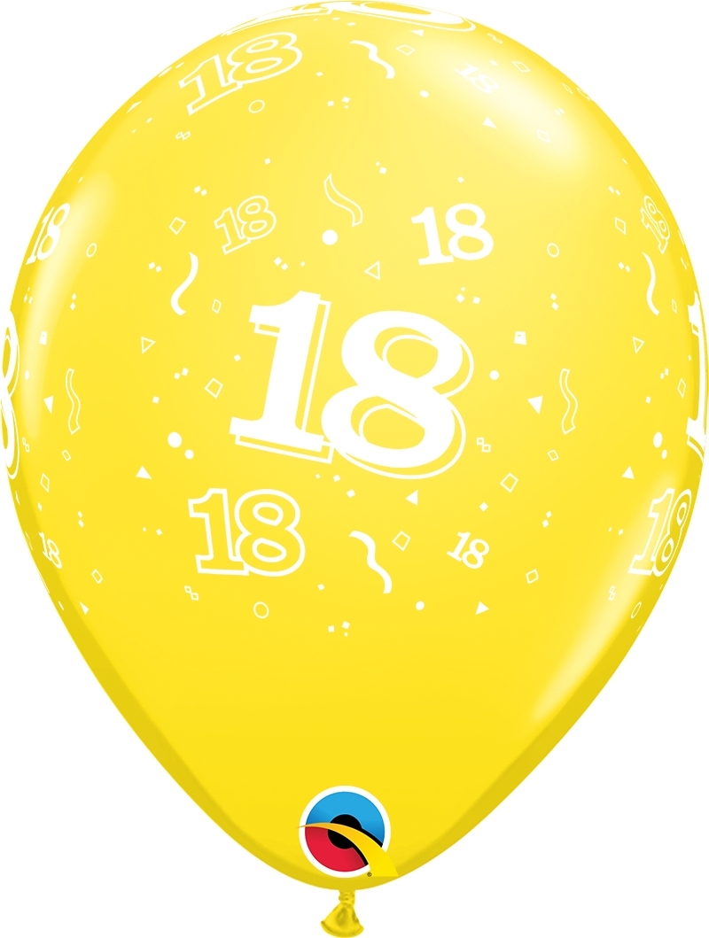 Qualatex Latexballon 18. Geburtstag verschiedene Farben Ø 30cm